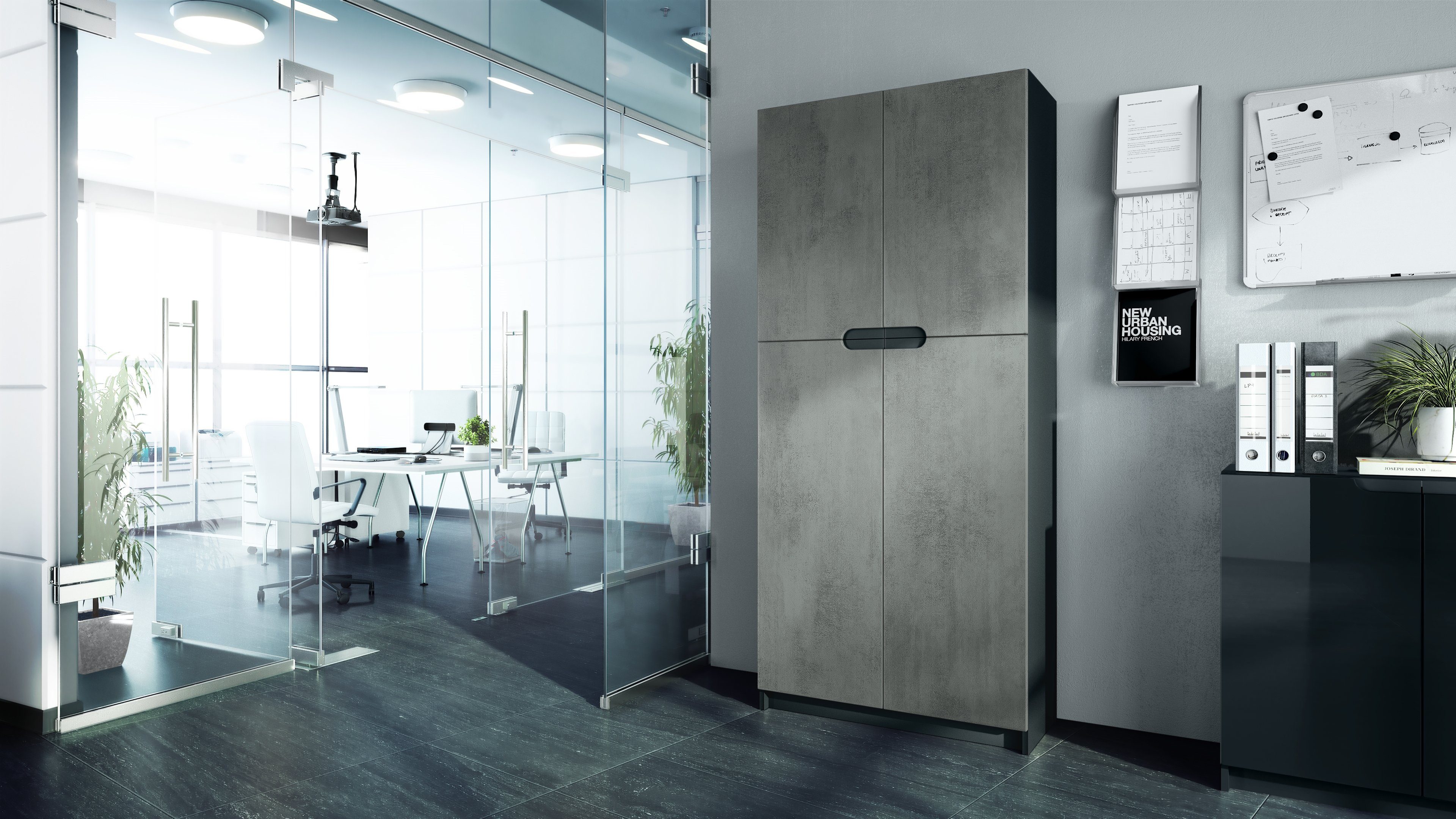 Vladon Aktenschrank Logan (Aktenschrank, mit 5 Fächern und 4 Türen) Schwarz günstig online kaufen