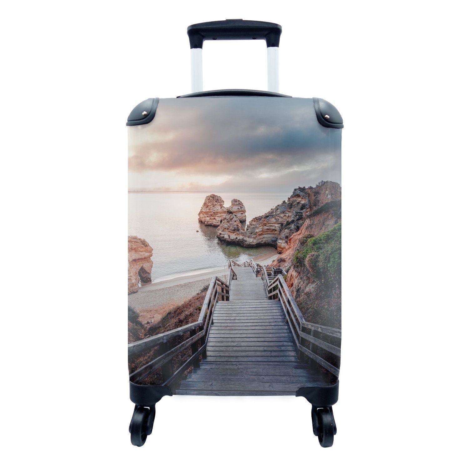 MuchoWow Handgepäckkoffer Sonnenaufgang an der Algarve, 4 Rollen, Reisetasche mit rollen, Handgepäck für Ferien, Trolley, Reisekoffer | Handgepäck-Koffer