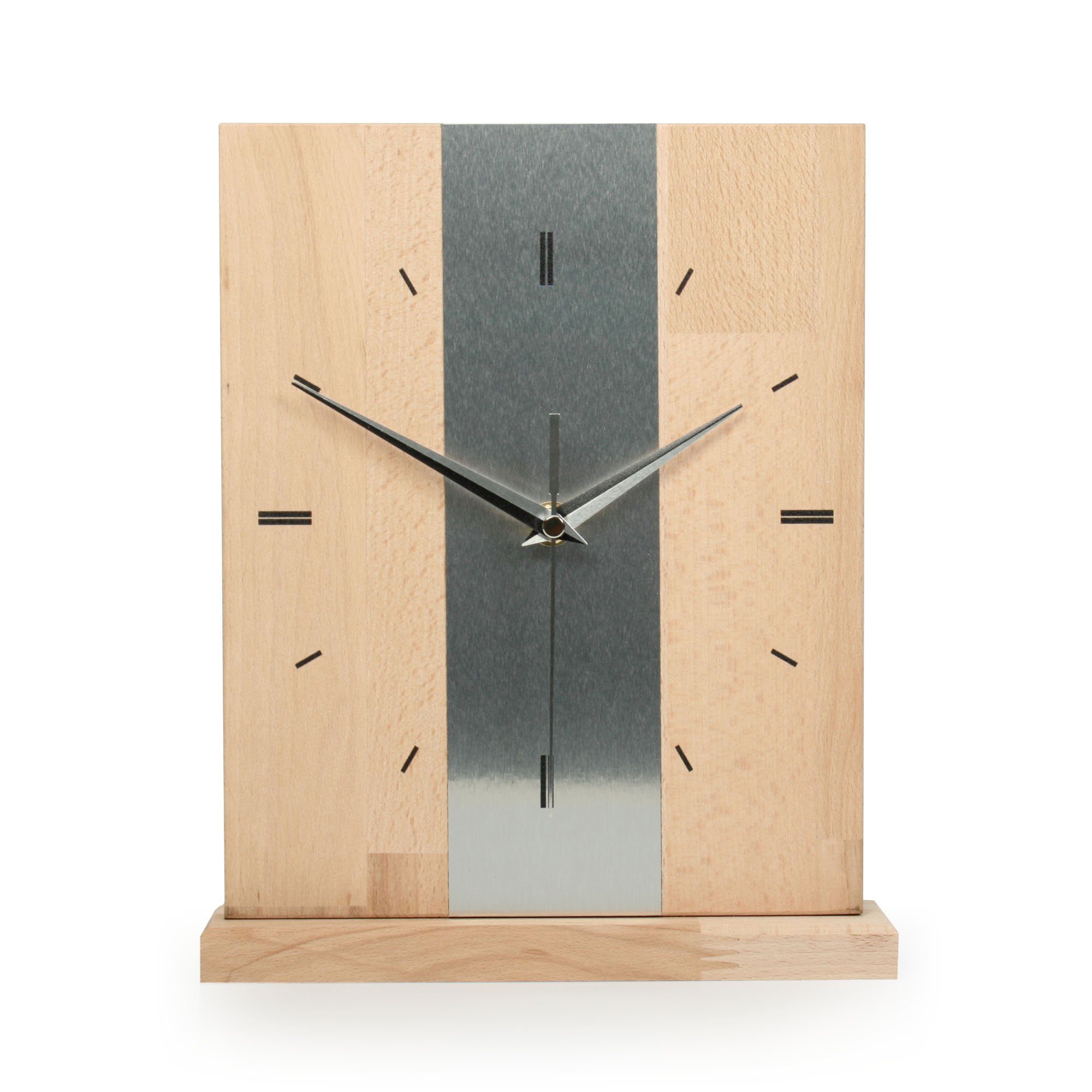 Standuhr Designer-STANDUHR "Silver Stipe" aus Massivholz