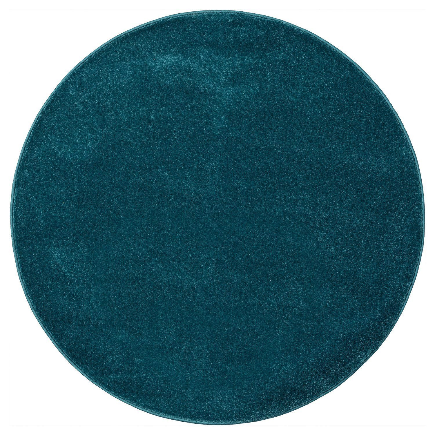 Vimoda Teppich Teppich Wohnzimmer Kurzflor, Rund, Höhe: 8 mm, Teppich Einfarbig weich gewebt, Modern, in Versch. Größen & Farben