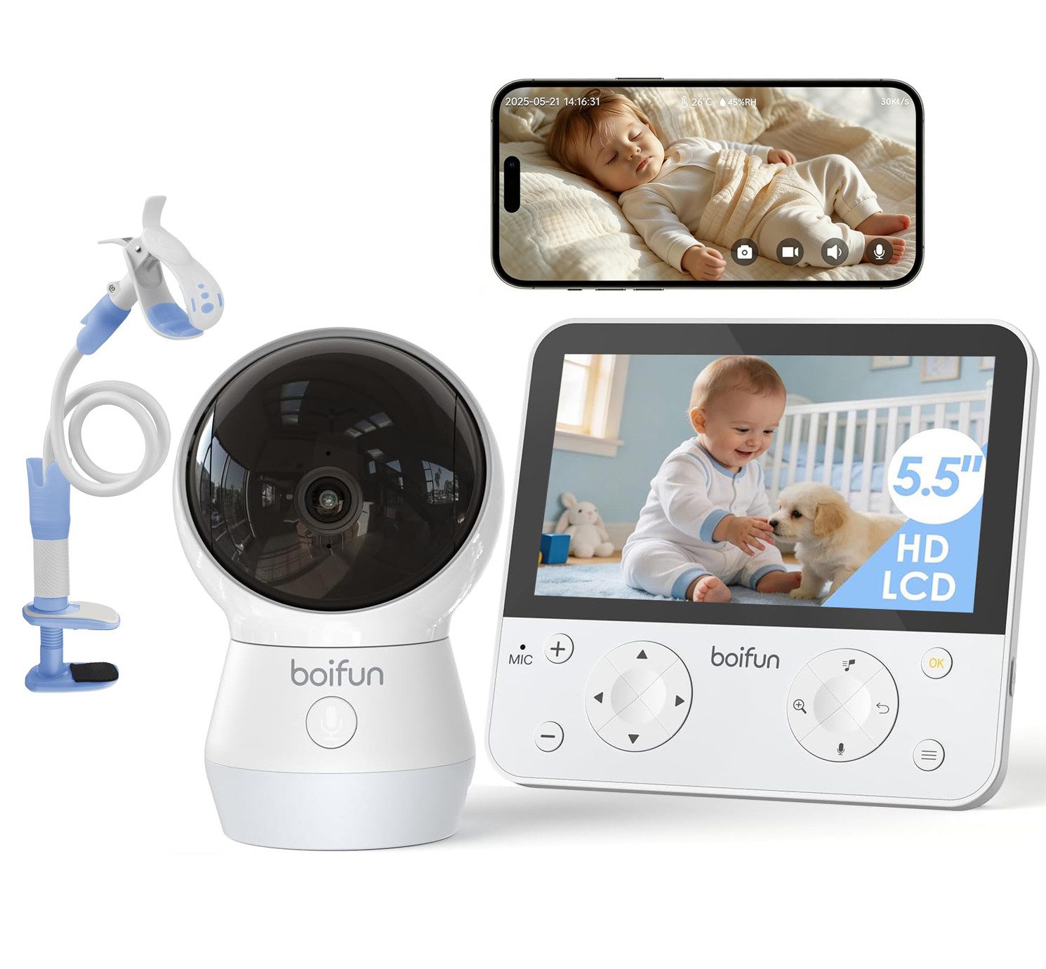 Boifun 5,5'' 4MP Babyphone