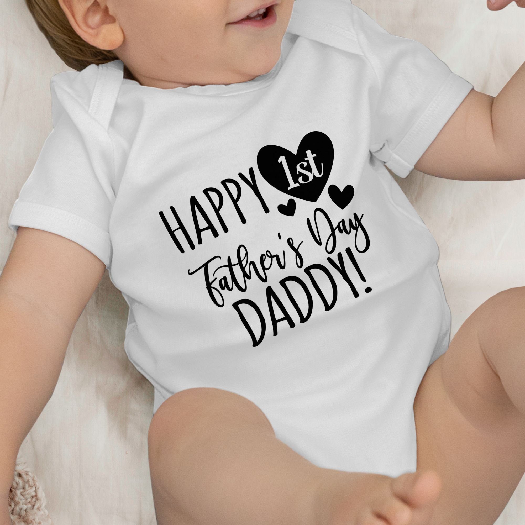 Vatertag 1st Baby Father's Shirtbody - Shirtracer 3 Geschenk Happy Day schwarz Daddy! Weiß