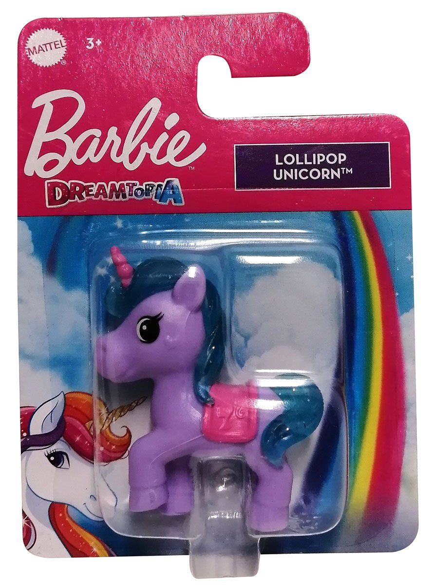 Mattel® Spielfigur Mattel HFG34 Barbie Dreamtopia Lollipop Unicorn lila, blaue Glitzer Mä