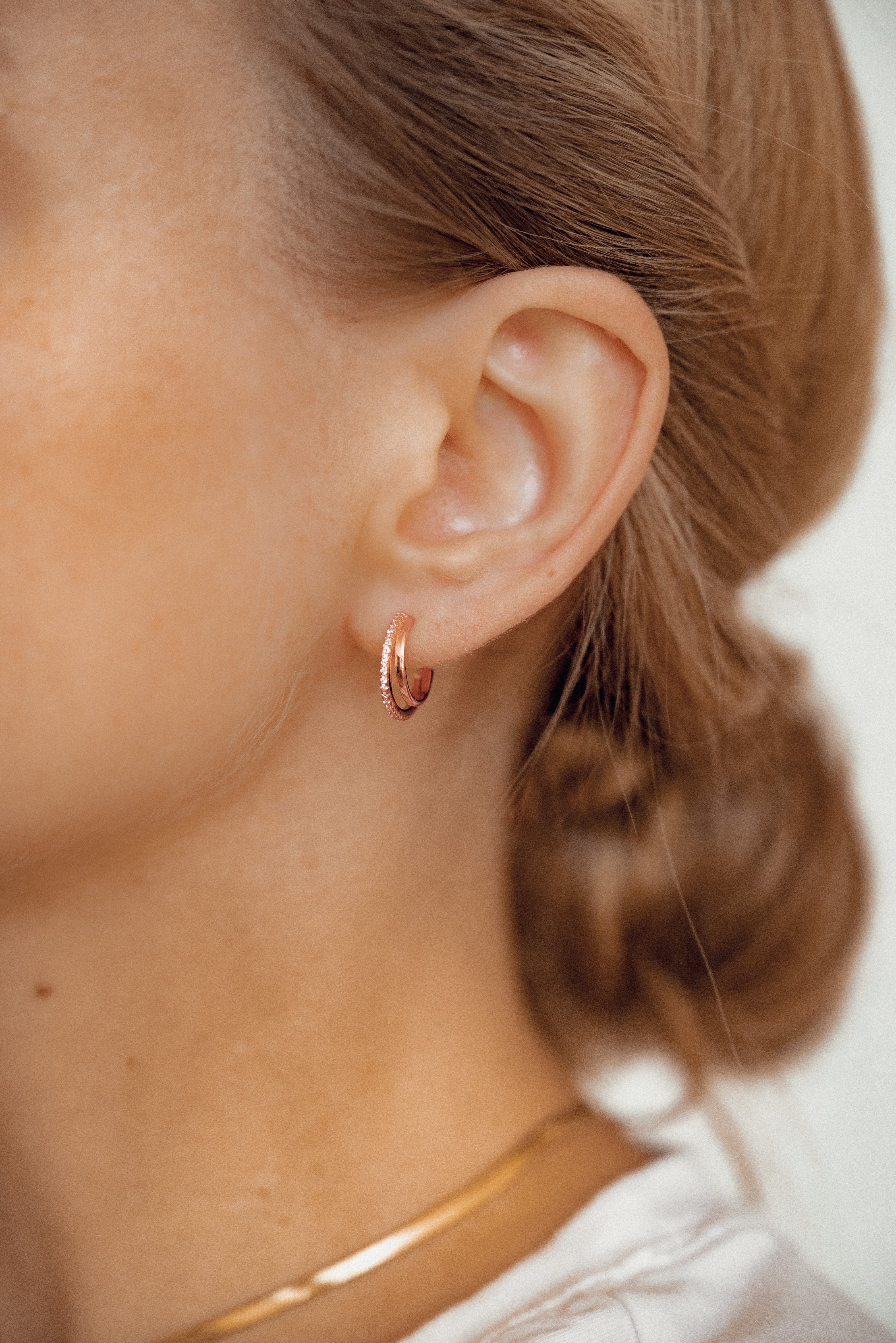 Hey Happiness Paar Ohrstecker Doppelt Kristalle, Vergoldete 925 Silber Creo günstig online kaufen