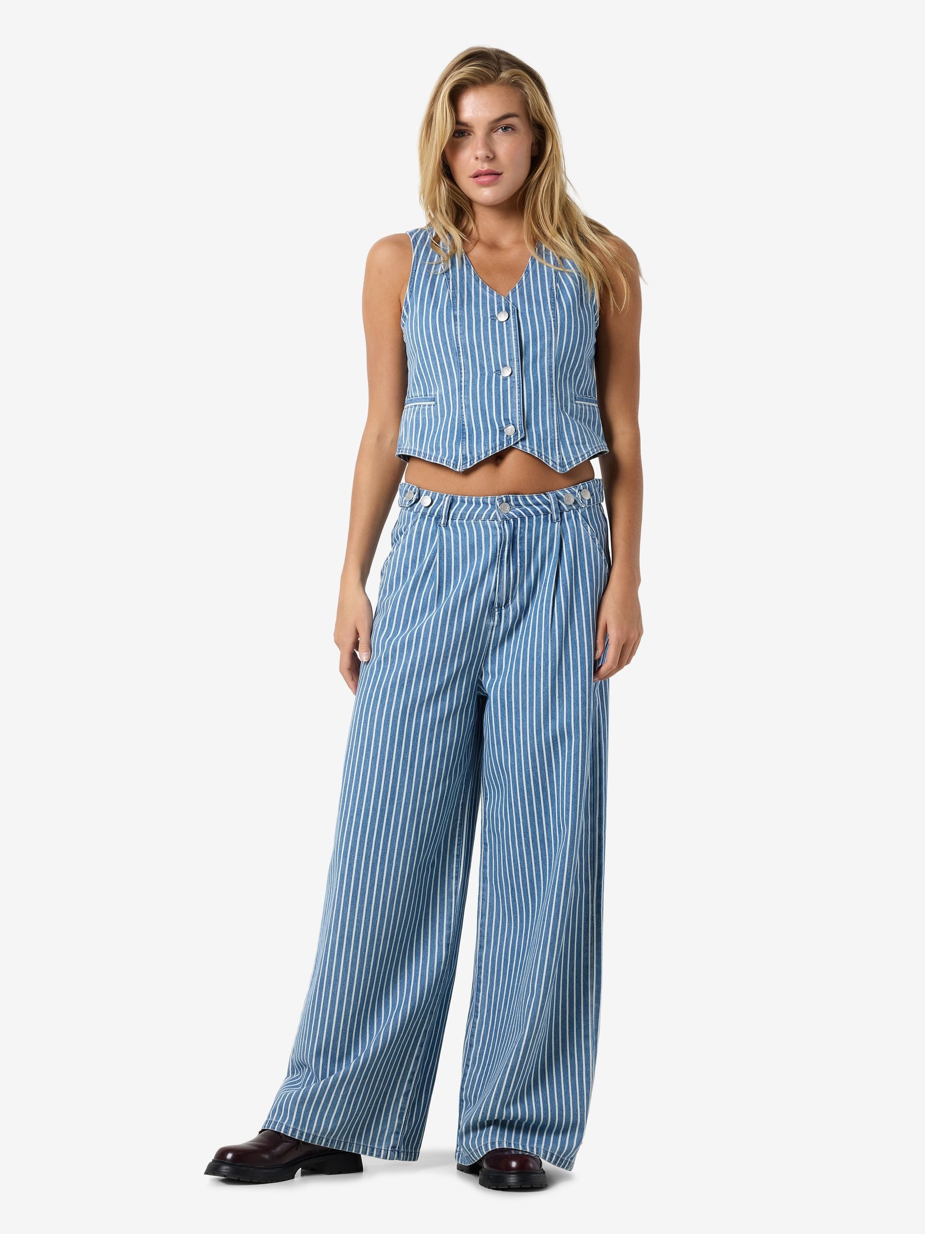 Noisy may Stoffhose Gestreiftes Denim Design günstig online kaufen
