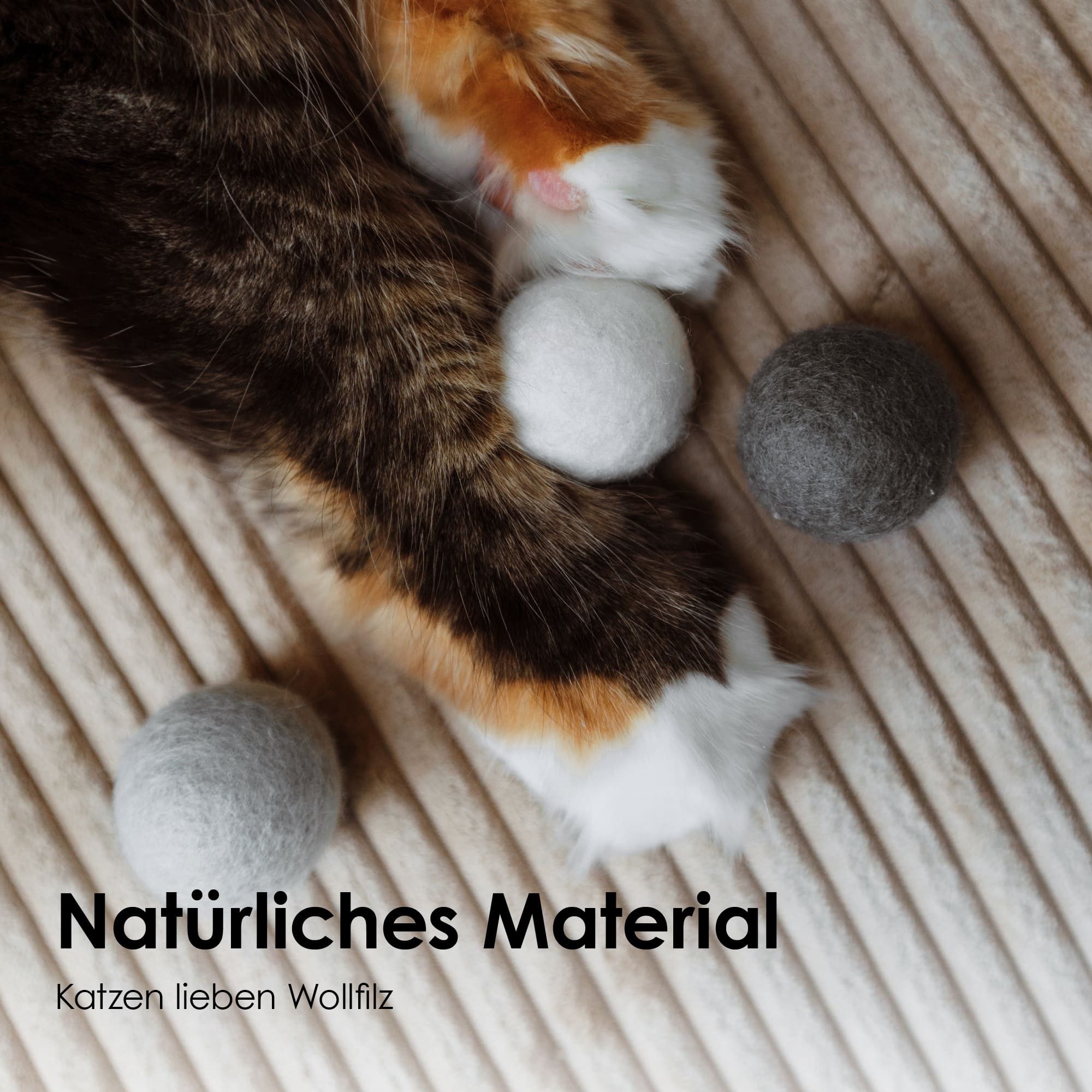 LucyBalu Tier-Beschäftigungsspielzeug 6 Filzbälle für Katzen, Katzenspielzeug, Katzenbälle aus Filz, 6 Stück, aus natürlichem Filz