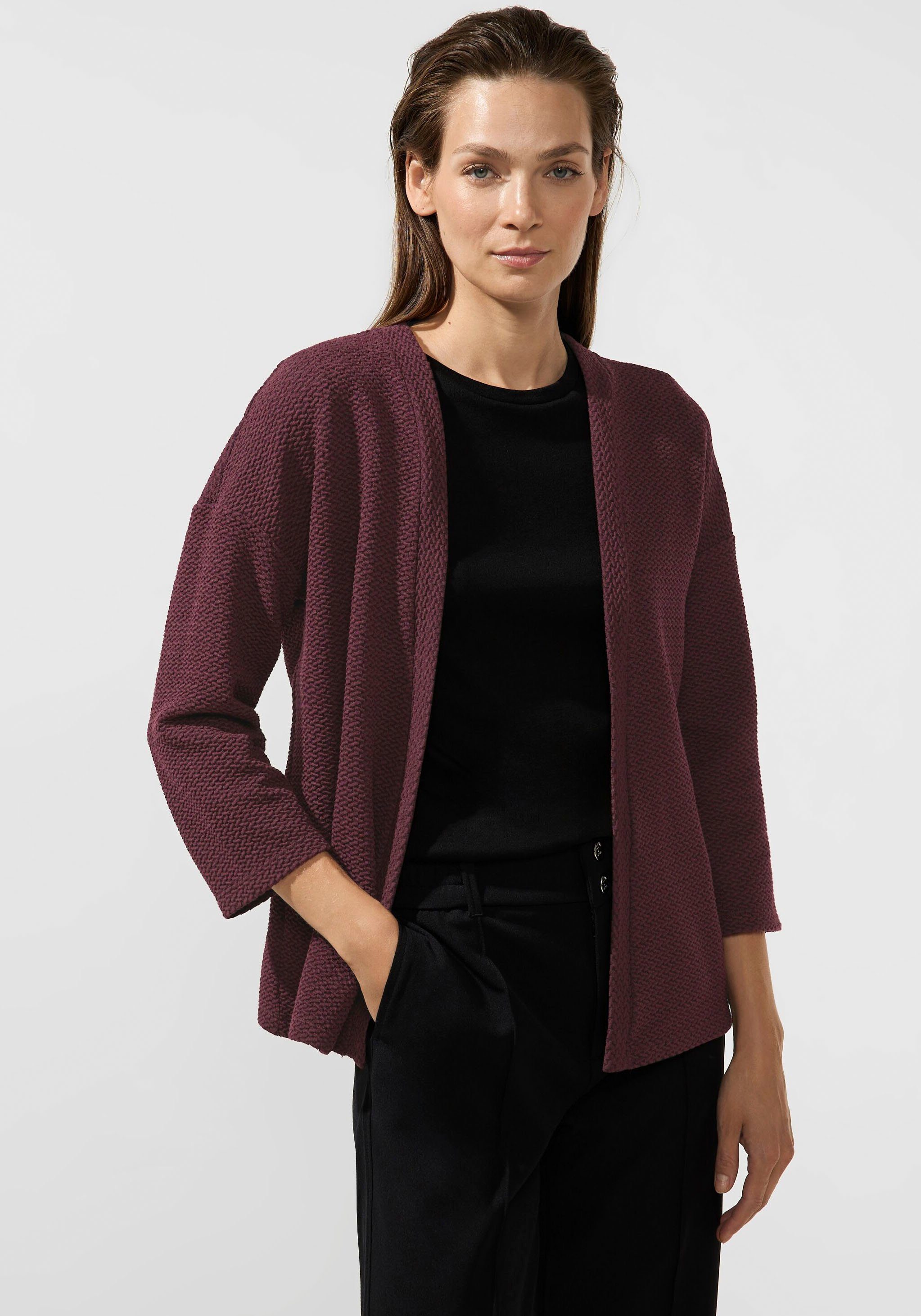 purple mit Strukturmuster STREET ONE Shirtjacke brown