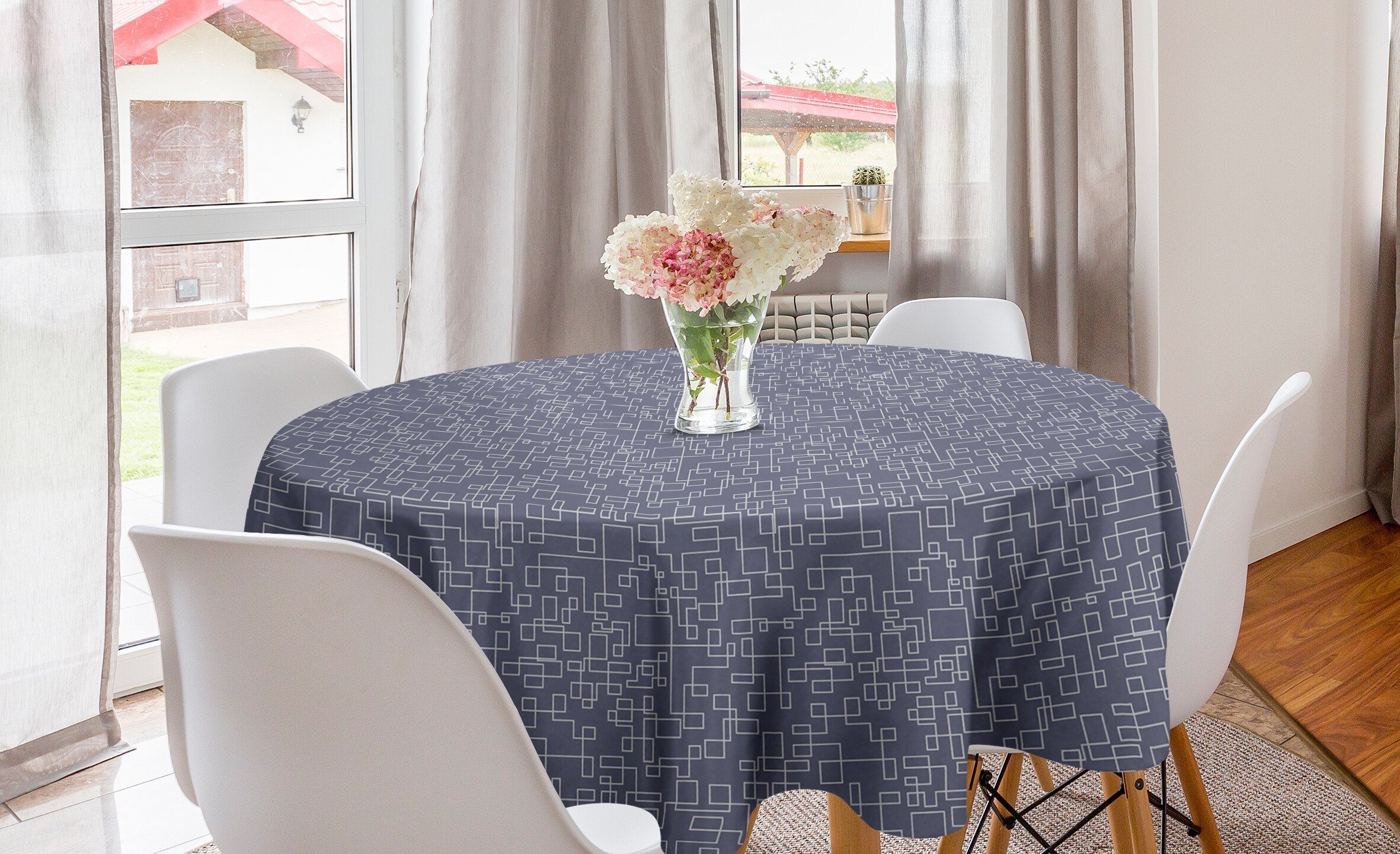 Abakuhaus Tischdecke Kreis Tischdecke Abdeckung für Esszimmer Küche Dekoration, Geometrisch verwebt Stripes | Tischdecken