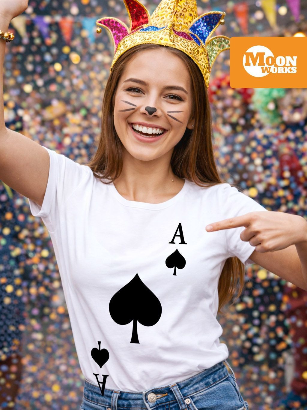 MoonWorks Print-Shirt Damen T-Shirt Kartenspiel Kostüm Spielkarten Gruppenk günstig online kaufen