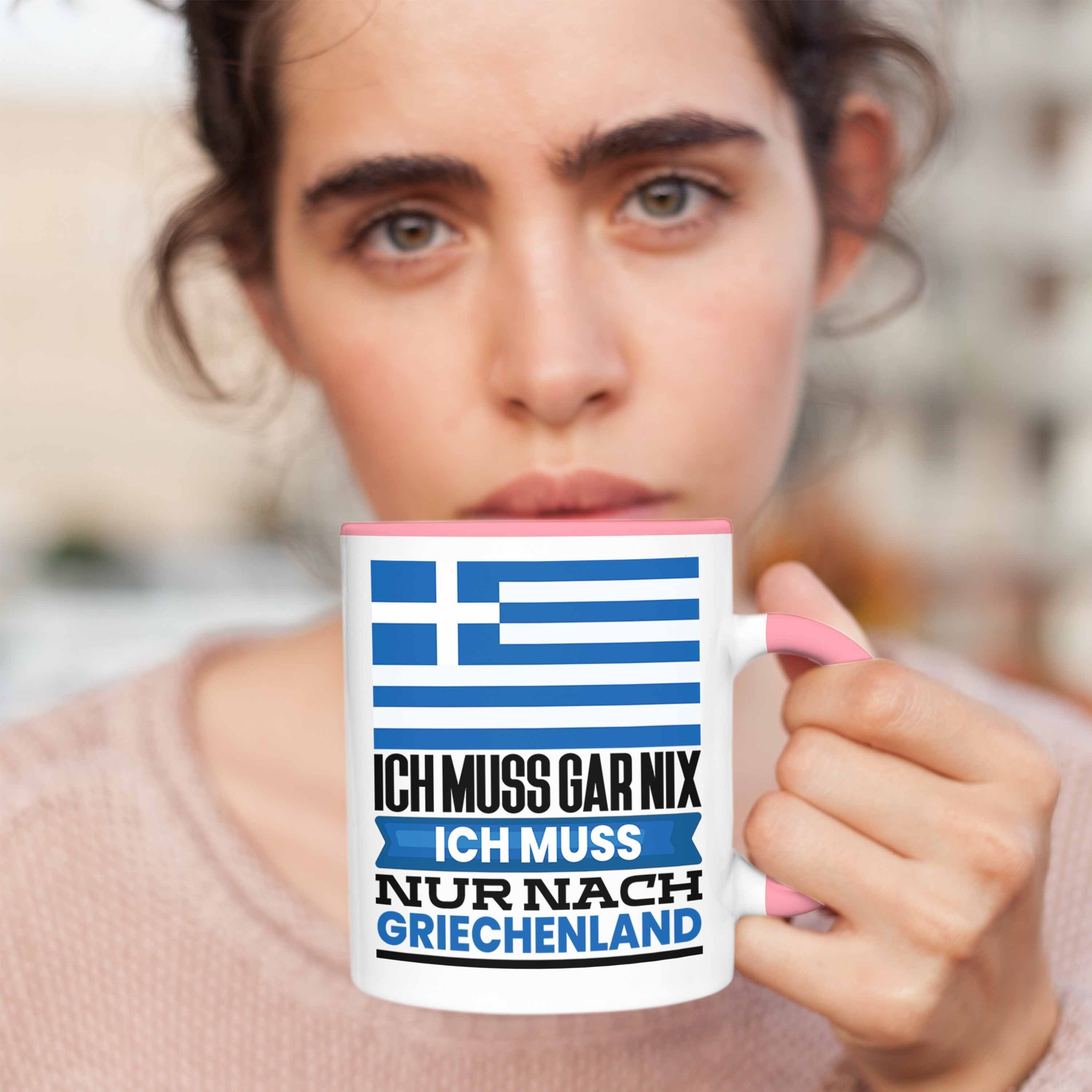 Tasse Griechenland Tasse für Geschenk Rosa Geschenkide Geburtstag Griechen Trendation Urlaub