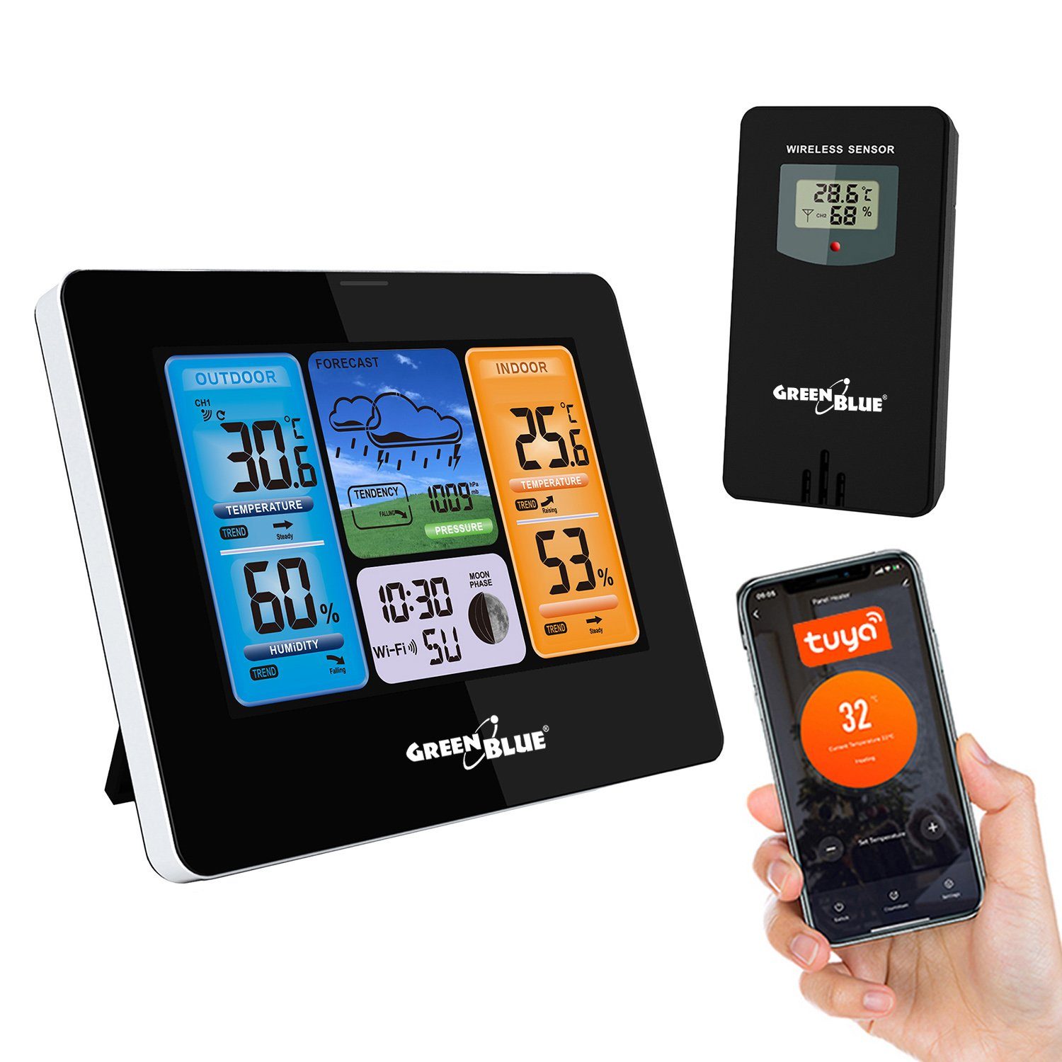 GreenBlue GB215 Wetterstation (Wetterstation WiFi App TUYA)