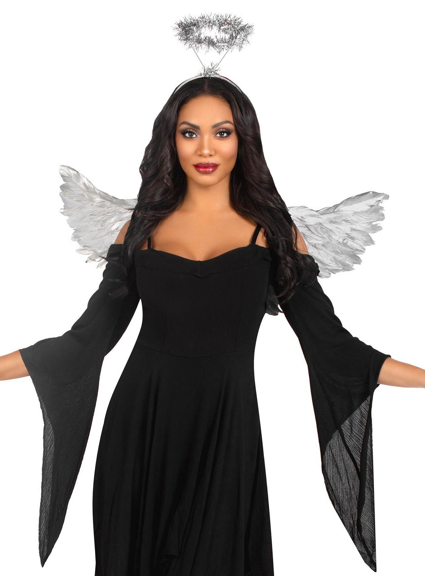 Leg Avenue Kostüm-Flügel Engelsfügel & Heiligenschein silber-metallic, Engelsaccessoires, extra aufgemotzt!