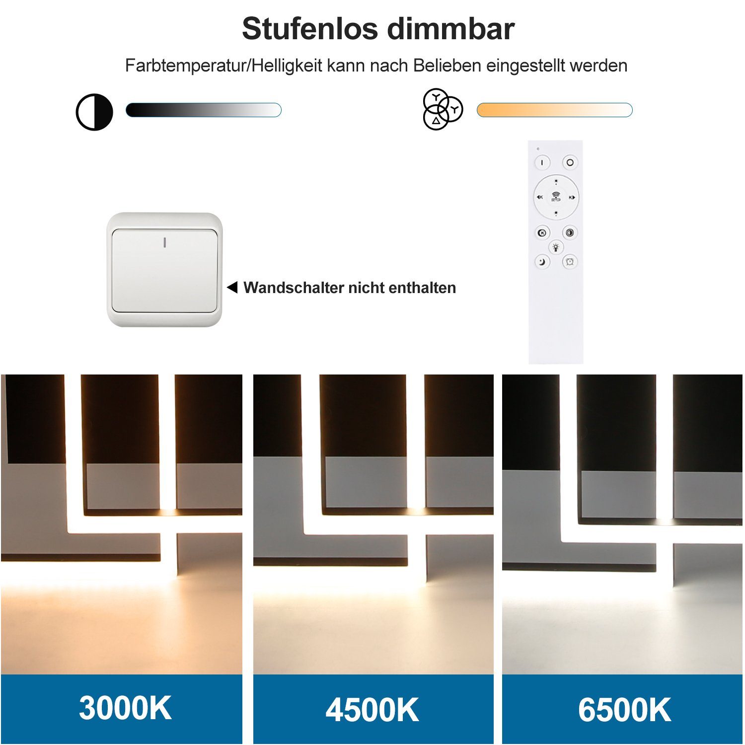 ZMH LED Deckenleuchte Modern Quadratischer Vieleck, dimmbar, LED fest integriert, Tageslichtweiß