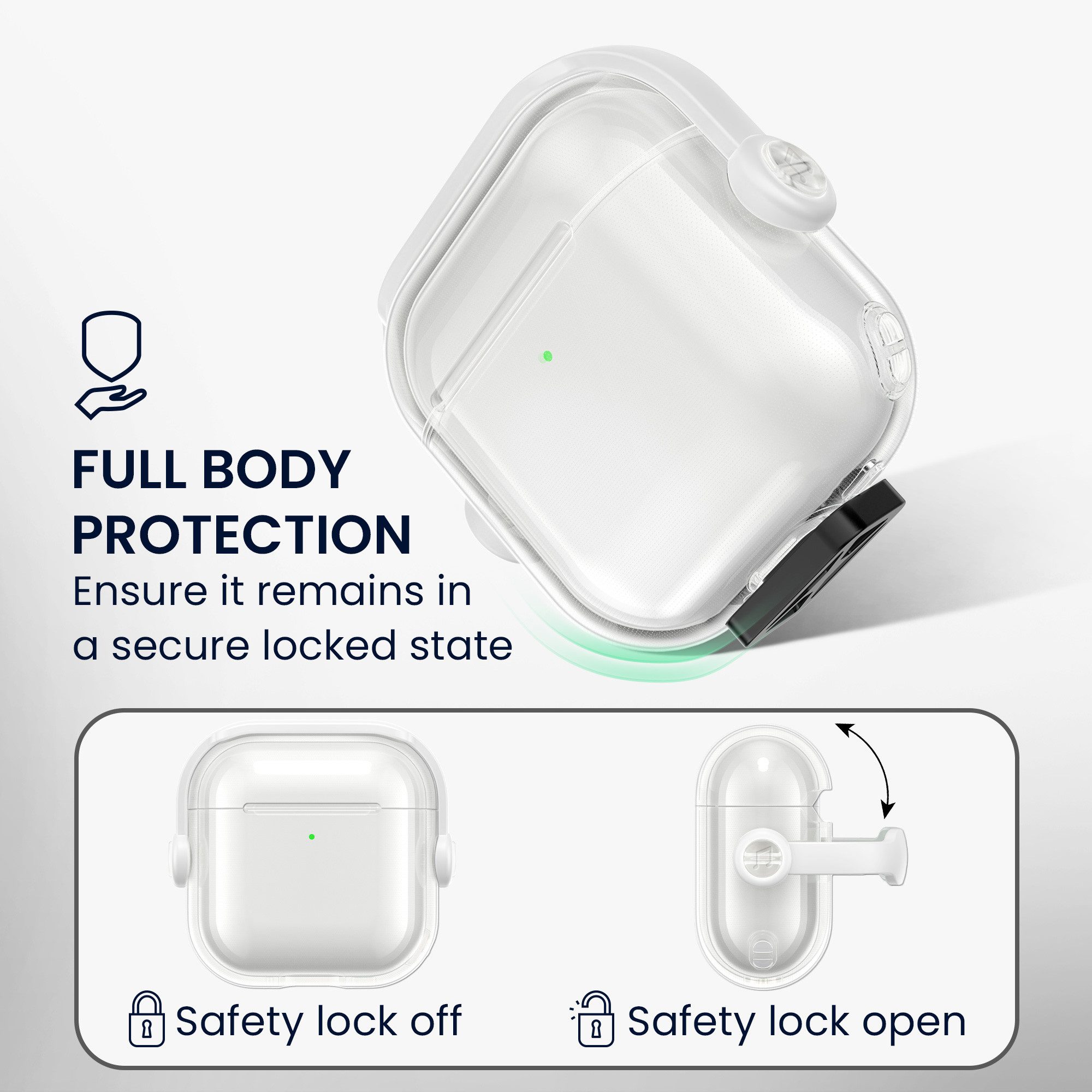 kwmobile Kopfhörer-Schutzhülle Kopfhörer Case für Apple Airpods 4, Headphones Hülle TPU Cover mit Sicherheitsverschluss