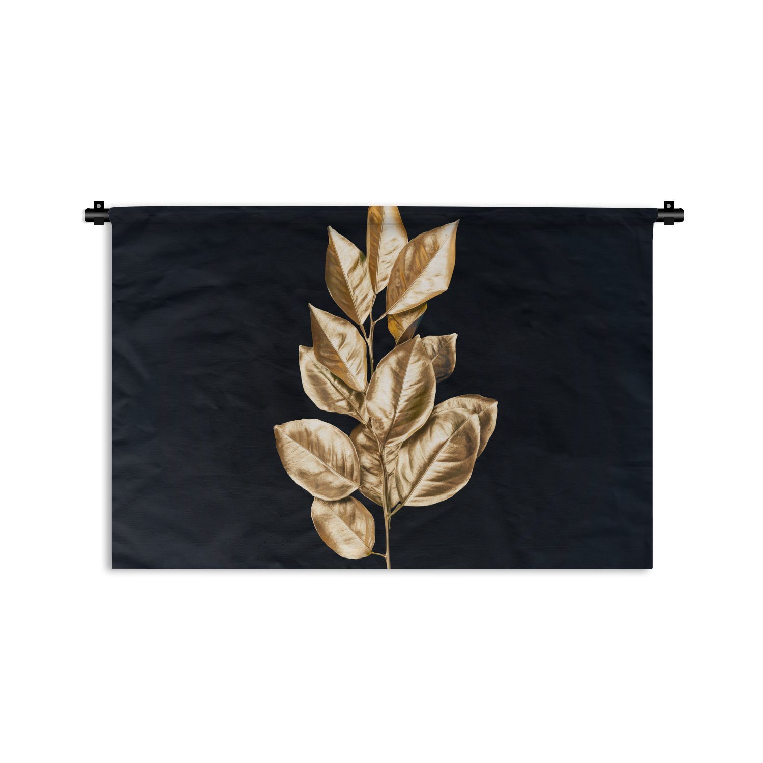 MuchoWow Wanddekoobjekt Pflanze - Blätter - Gold - Schwarz - Luxus, Wanddeko für Wohnzimmer, Schlafzimmer, Kleid, Wandbehang, Kinderzimmer