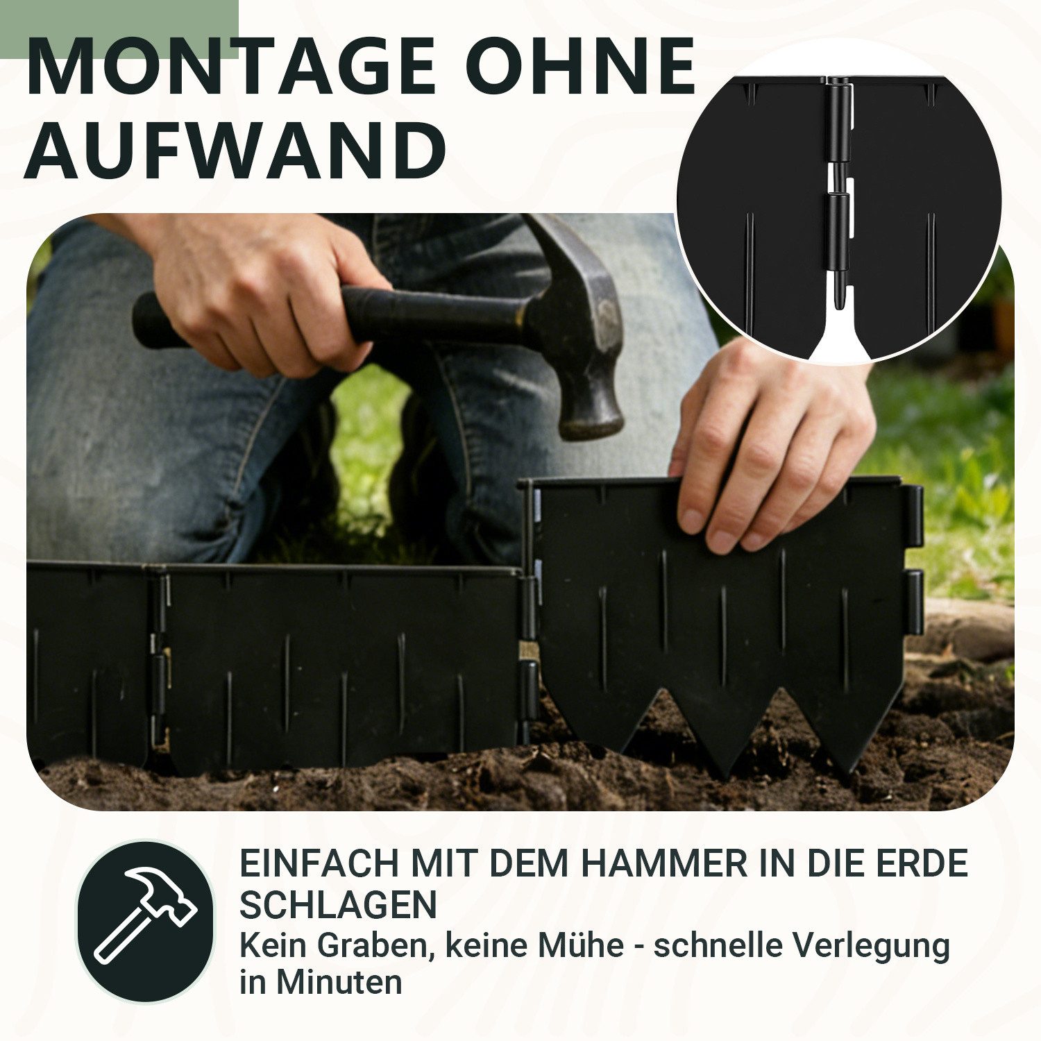 Clanmacy Beetumrandung Rasenkante Kunststoff Raseneinfassung Beeteinfassung 5m schwarz