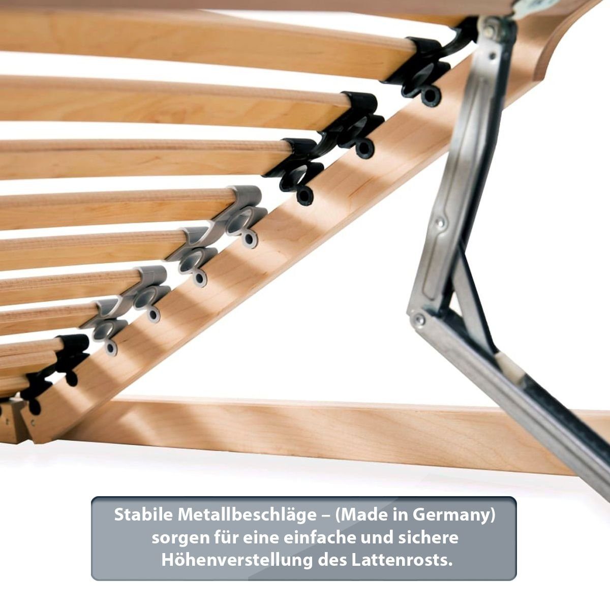 Lattenrost ERGO KF, Coemo, Kopfteil manuell verstellbar, Fußteil manuell verstellbar, 90x200, 28 Leisten, Mittelband, bequeme individuelle Schlafposition