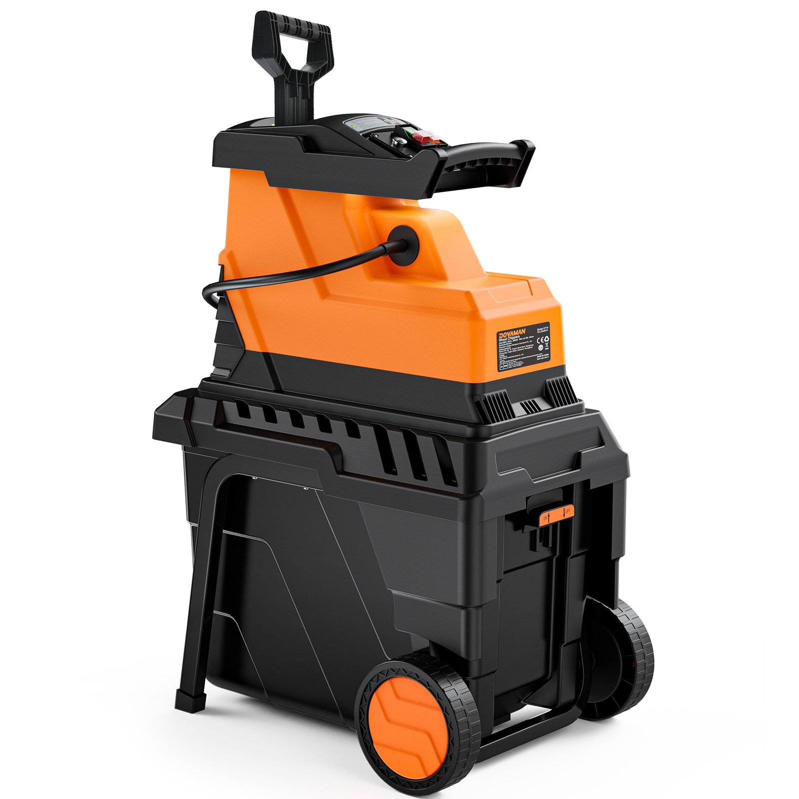 DOVAMAN Leisehäcksler 2800W 40 mm Aststärke 50 L Auffangbox 400Nm, (1-St), Bürstenloser Motor Häcksler, Leise Gartenhäcksler