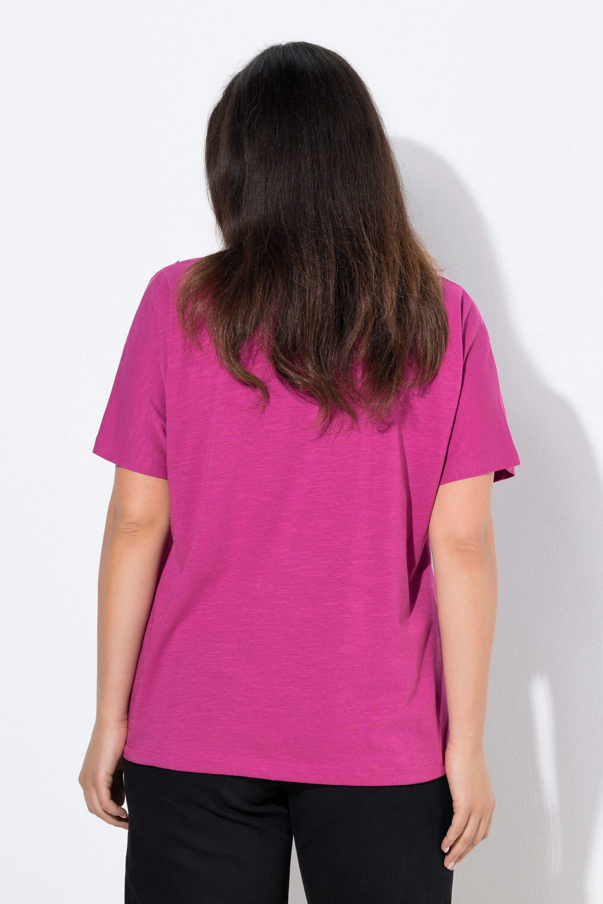 Ulla Popken T-Shirt T-Shirt Blüten Oversized Rundhals Langarm Saumband