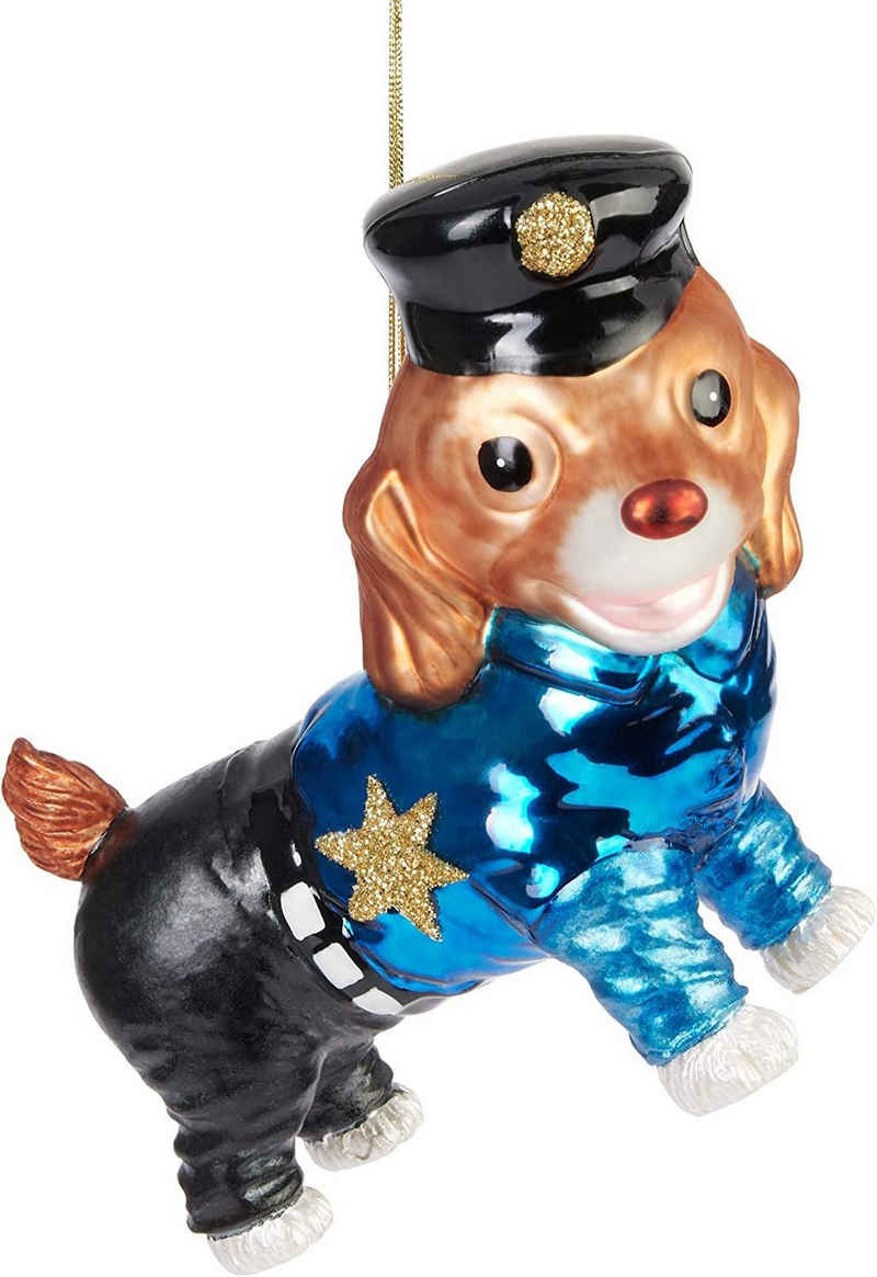 BRUBAKER Weihnachtsbaumkugel Polizeihund Weihnachtskugel aus Glas für Polizisten und Polizei (1 St), Christbaumschmuck Tier Figur Lustig Weihnachtsdeko