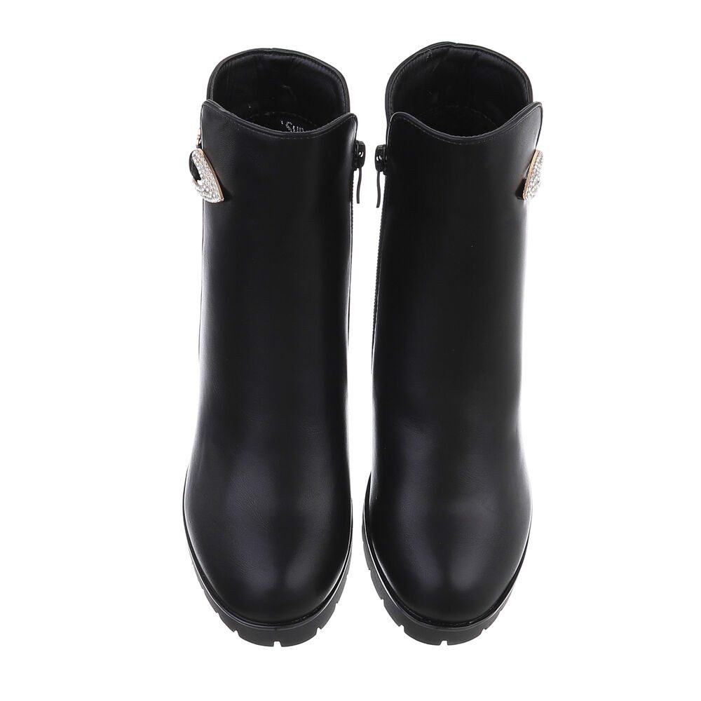 Ital-Design Damen Freizeit High-Heel-Stiefelette (87108565) Blockabsatz High-Heel Stiefeletten in Schwarz – Bild 4 von 4