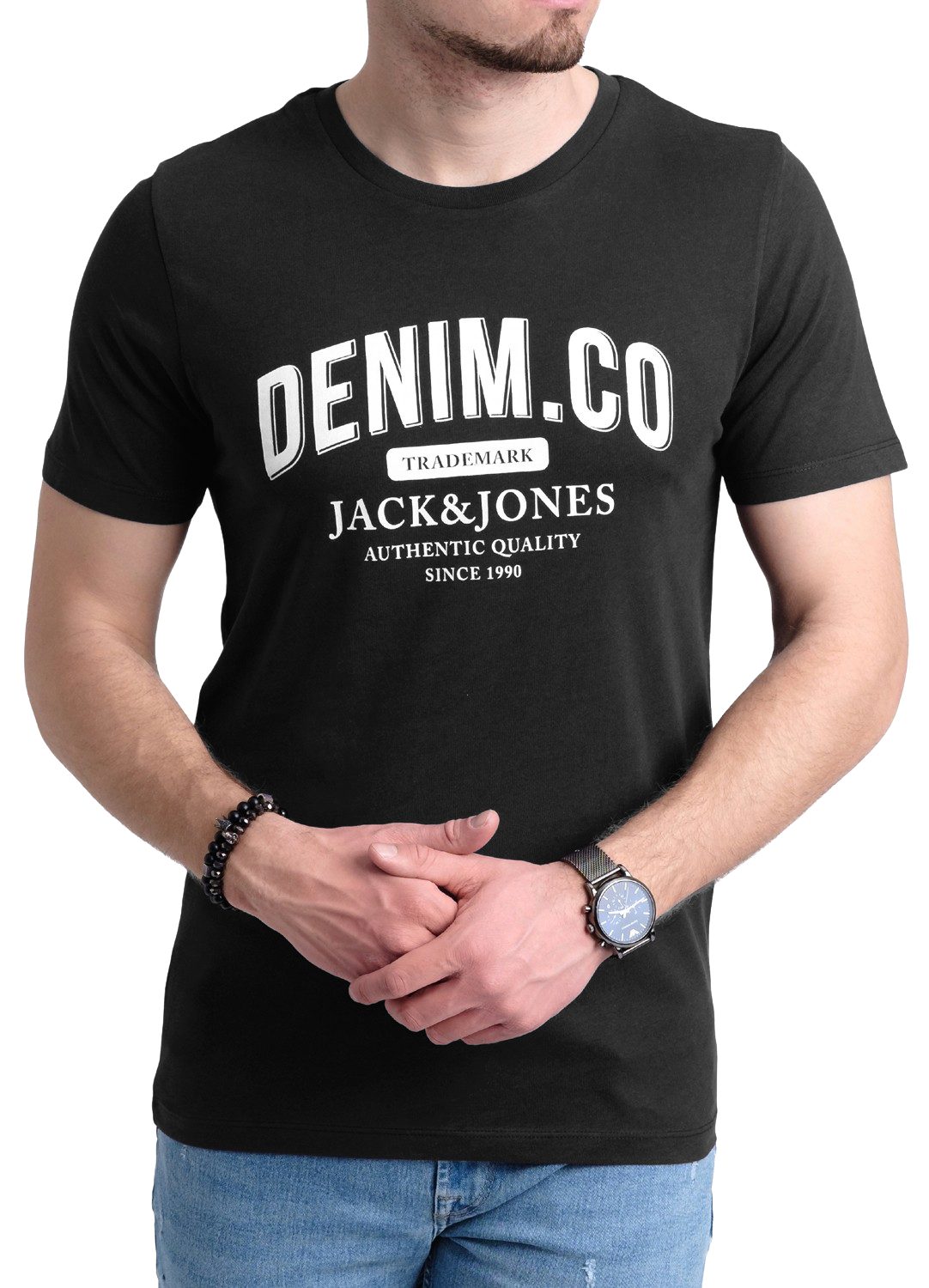 Jack & Jones Print-Shirt Bequemes Slimfit Shirt (Spar-Set, 3er-Pack) in Unifarbe mit Print
