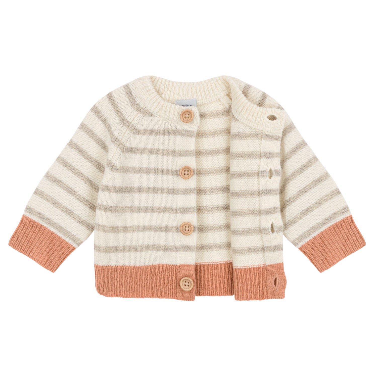 Petit Bateau Strickjacke Petit Bateau Baby Strickjacke beige weiß Streifen Muster