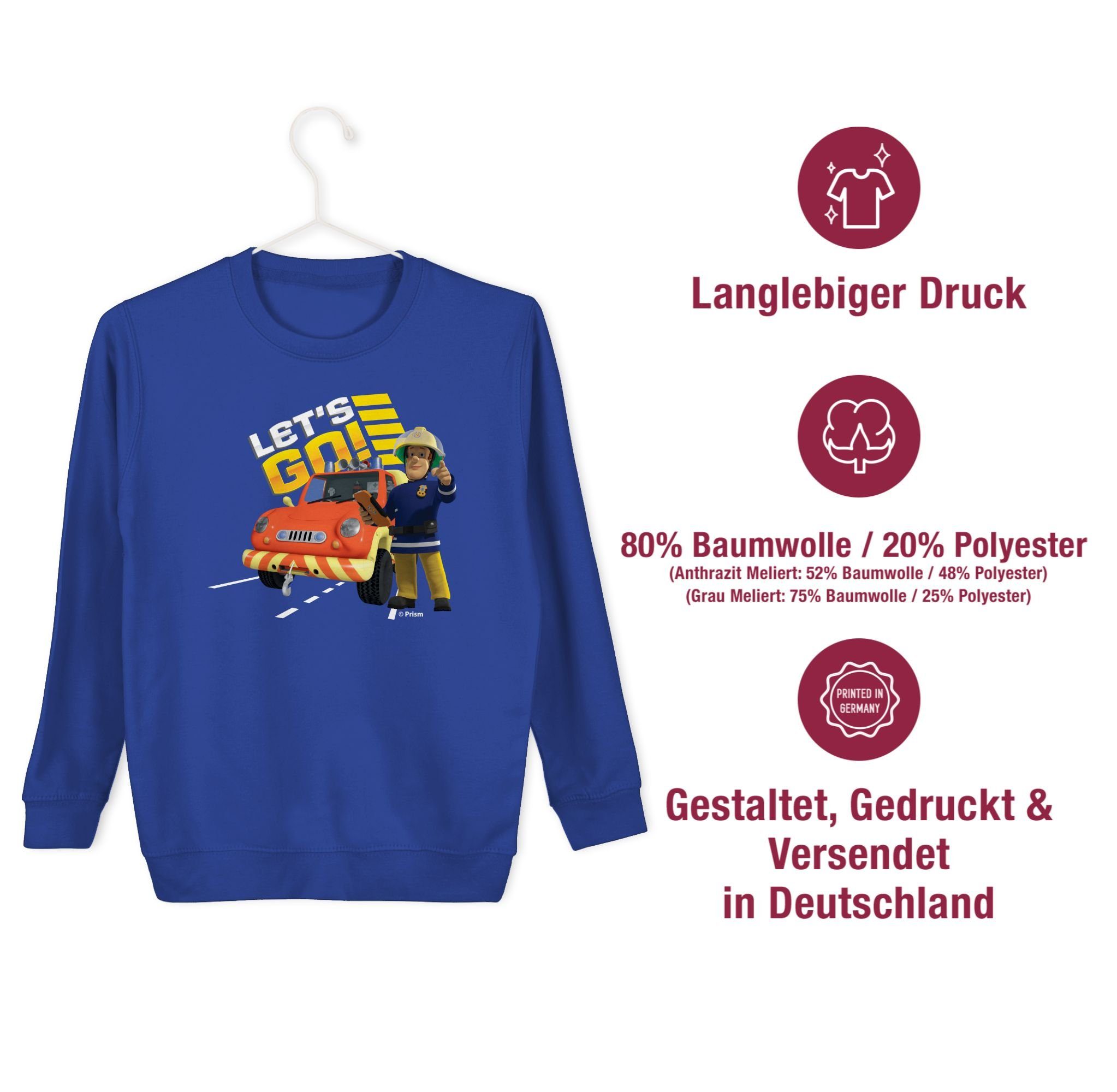 Royalblau Go! Venus Let's 1 Sweatshirt Sam Shirtracer Feuerwehrmann Jungen