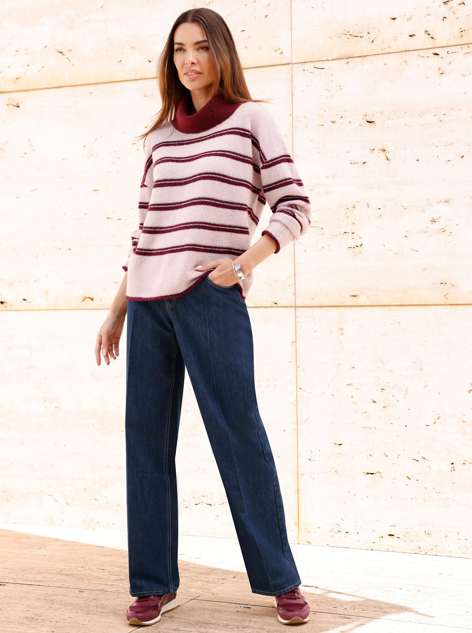 heine Strickpullover Rollkragen-Pullover Langarm Effektgarn, Feinstrick