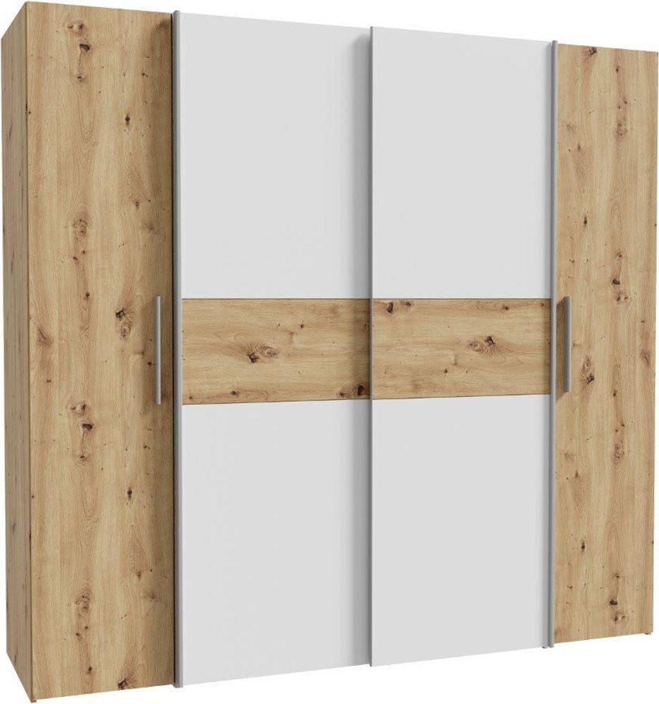 FORTE Kleiderschrank Kalixtus, Made in Europe (B/H/T ca. 200x190x60 cm, 2 Schiebetüren, 2 Drehtüren, 8 Einlegeböden) Kombination aus Dreh- und Schwebetüren, mehrere Farben