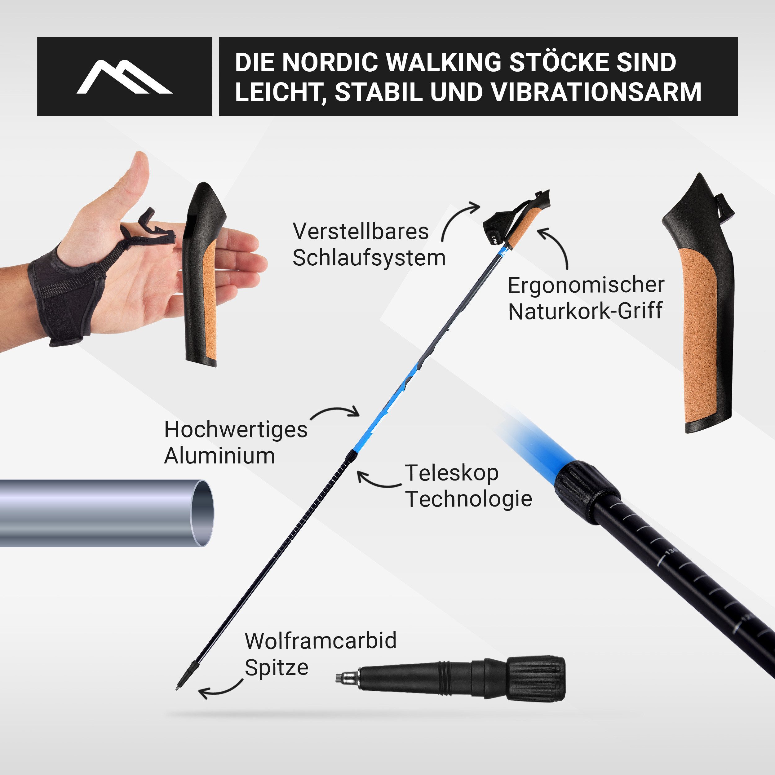 MSports® Nordic-Walking-Stöcke Nordic Walking Stöcke - Superleicht - Walking Sticks