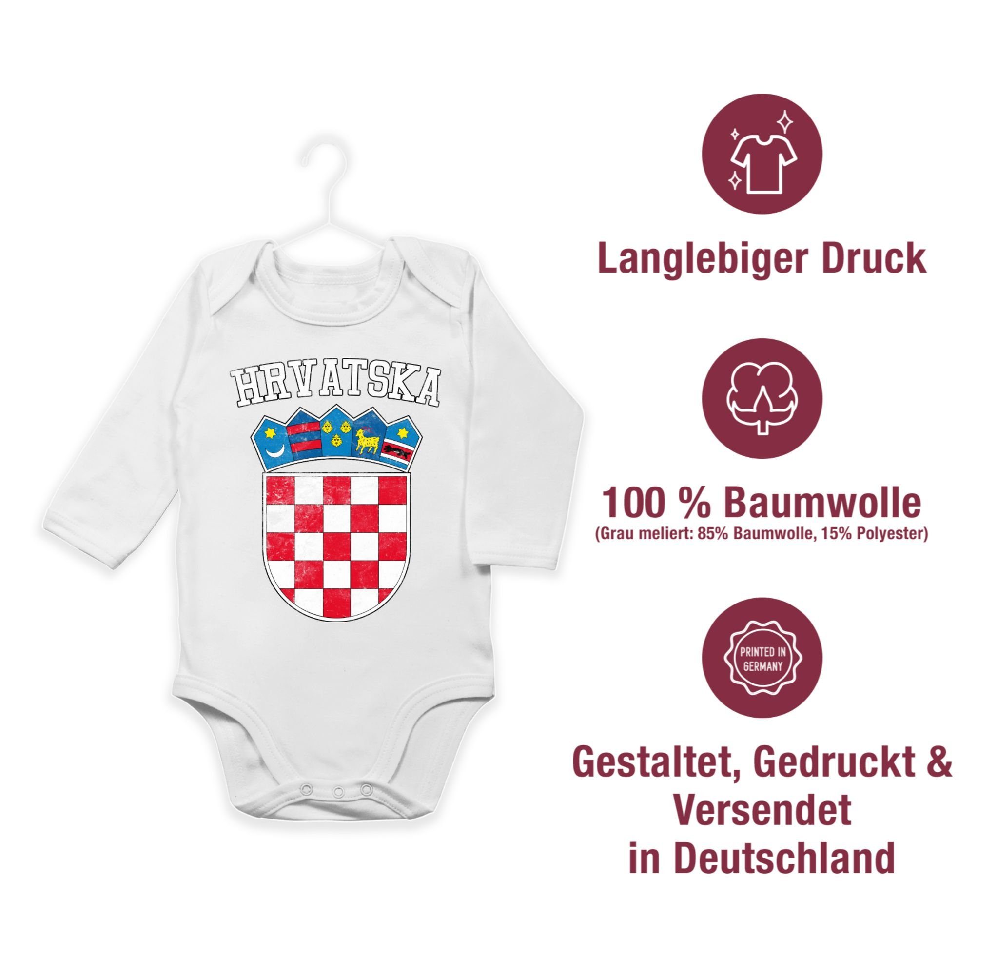 2024 Shirtbody Shirtracer Baby EM Kroatien Wappen Weiß 3 WM Fussball