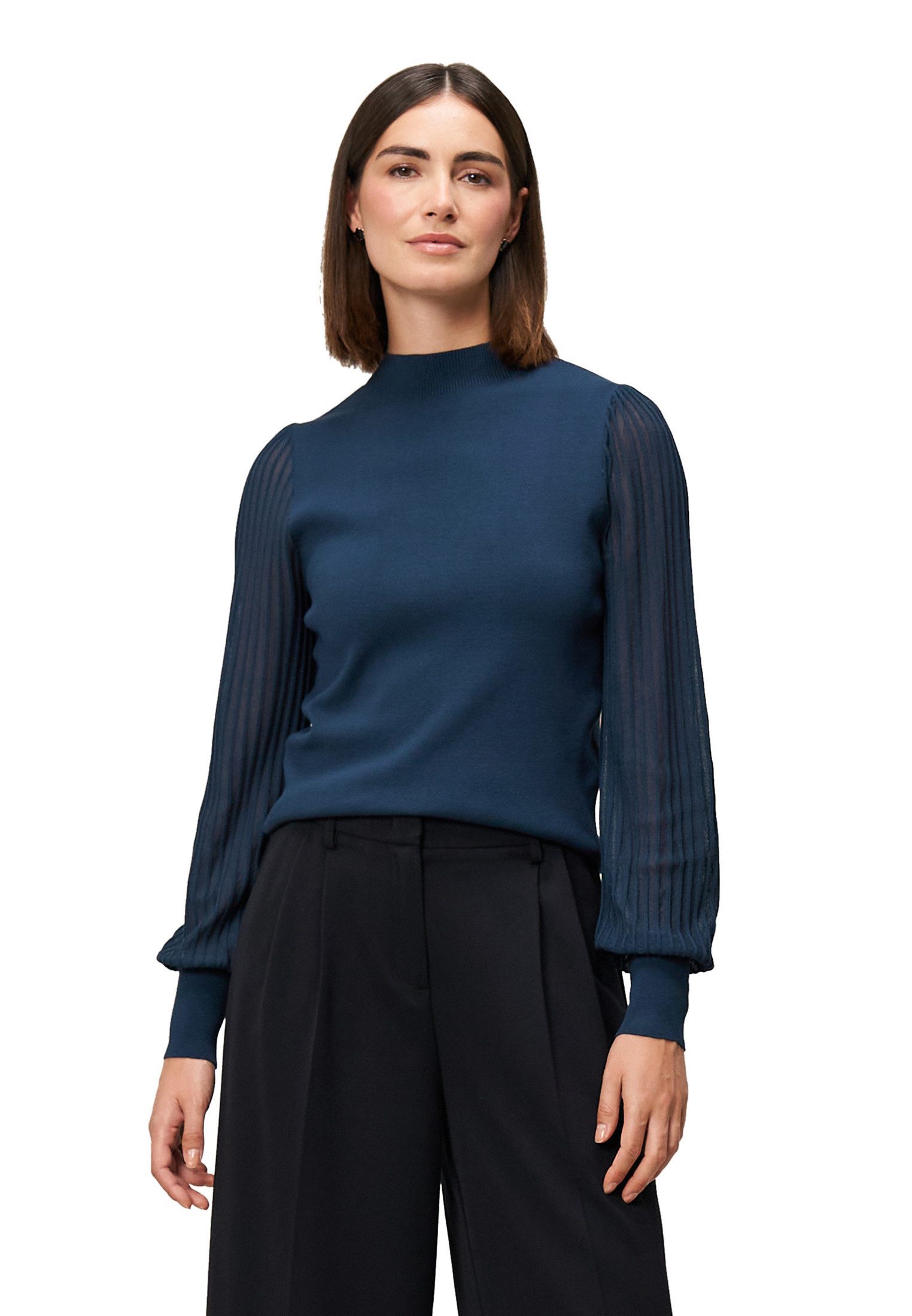 Zero Strickpullover Damen Strickpullover mit transparenten Ärmeln (1-tlg) w günstig online kaufen