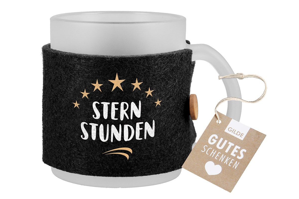 GILDE Tasse Tasse "Sternstunden" - Glas, schwarz, weiß