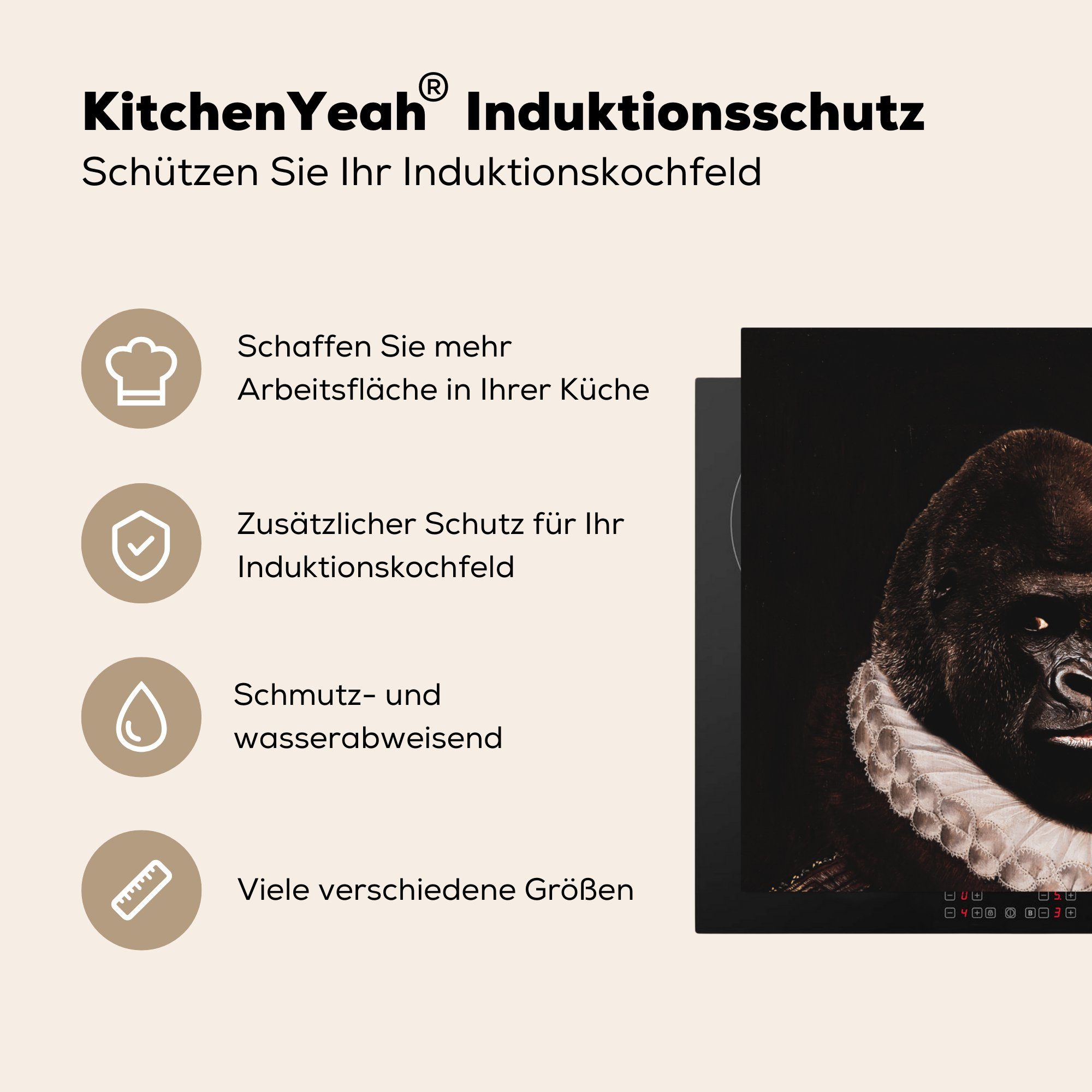 MuchoWow Herdblende-/Abdeckplatte Wilhelm von Oranien Gorilla, cm, tlg), Arbeitsplatte 78x78 (1 Vinyl, für Kunst - - küche Ceranfeldabdeckung
