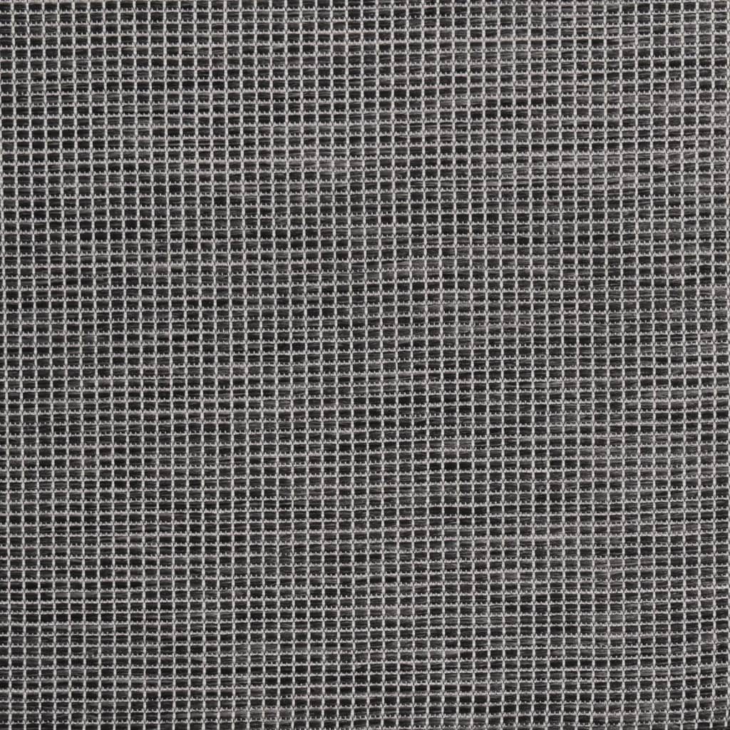 vidaXL Teppich Outdoor-Teppich Flachgewebe 100x200 cm Grau, Rechteckig – Bild 5 von 5