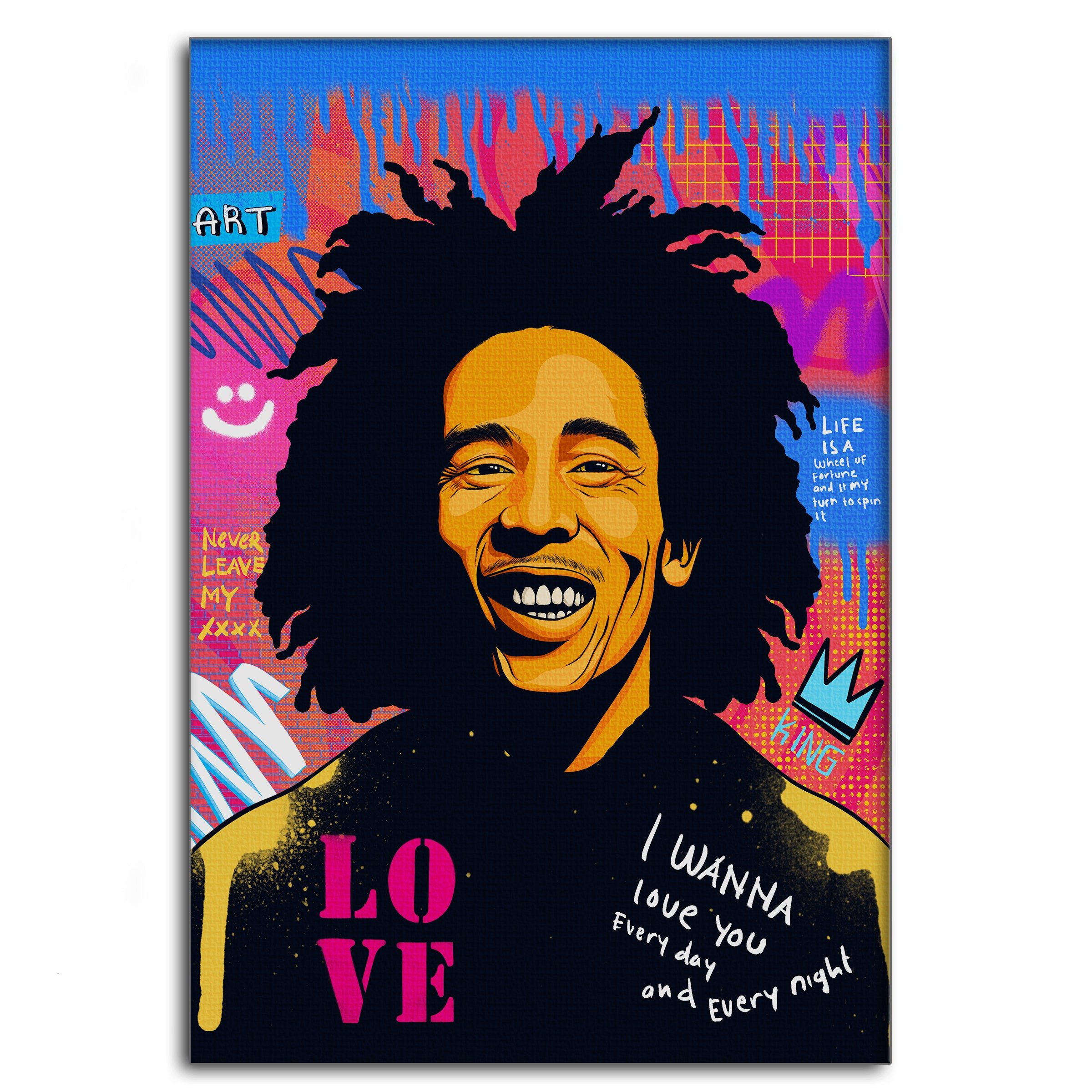 Wanddekoobjekt Bob Marley - Leinwandbild Pop Art