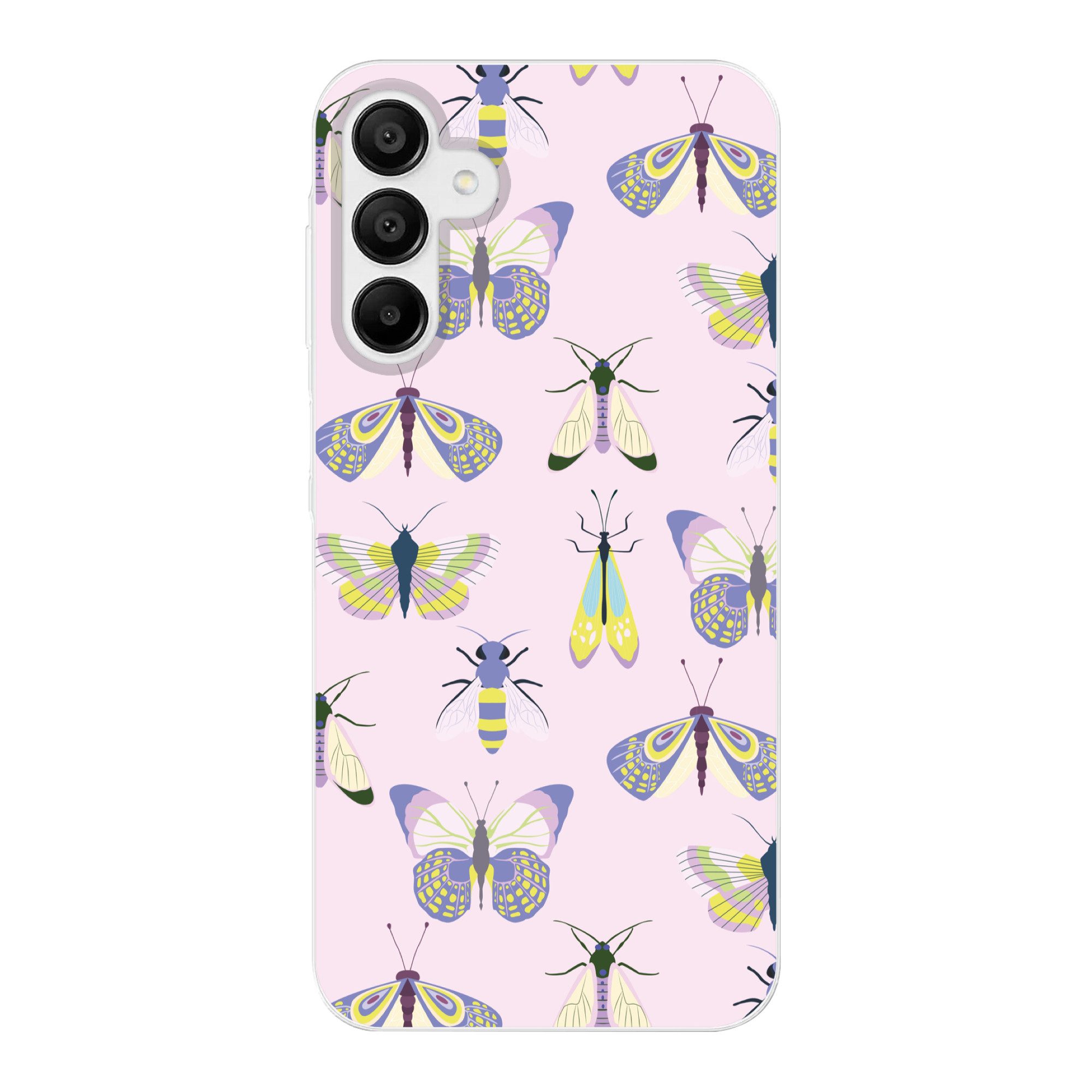 Handyhülle für Samsung Galaxy A15 Insekten - Schmetterlinge - Muster - Rosa - Far