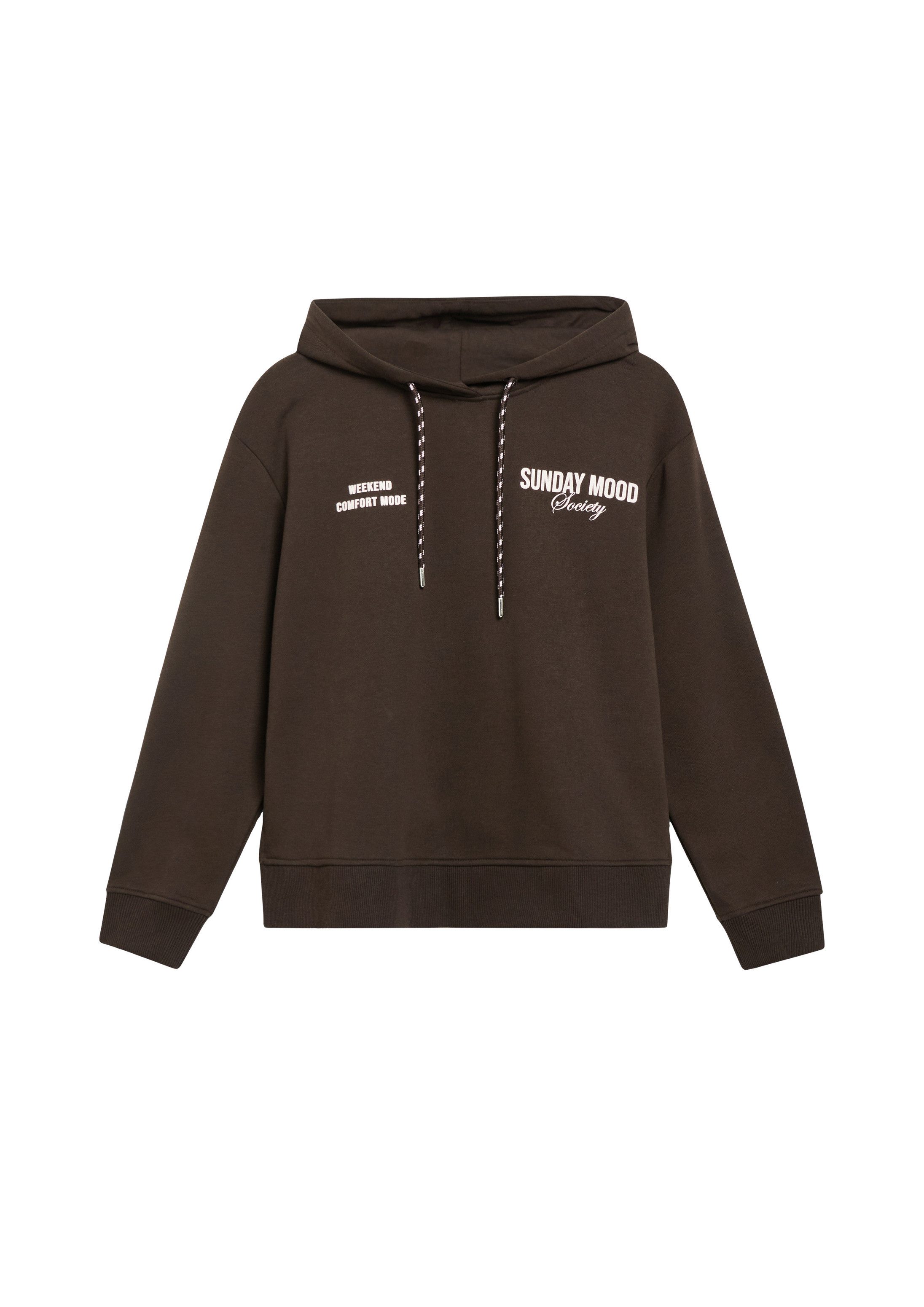 s.Oliver Sweatshirt Sweatshirt Kapuzen-Sweatshirt mit Print und Seitenschlitzen