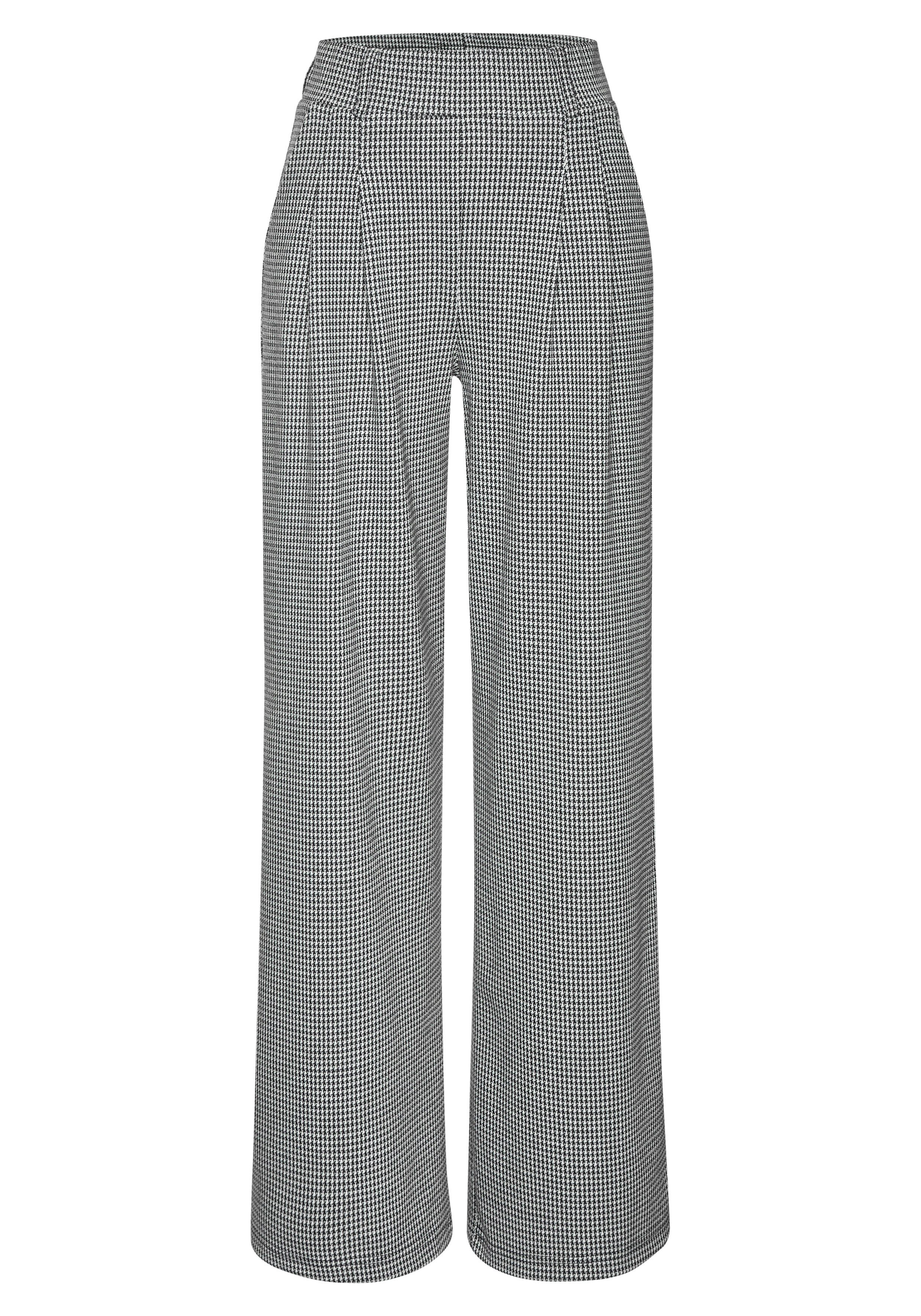 LASCANA Schlupfhose extra Weit mit Bundfalten mit Jacquard Strickmuster oder uni schwarz