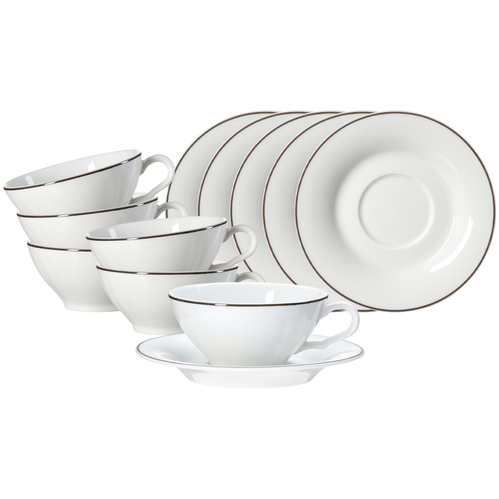 Ritzenhoff & Breker Tasse Ostfriese Teetassen mit Untertassen 100 ml 6er Set, 6-tlg., Porzellan