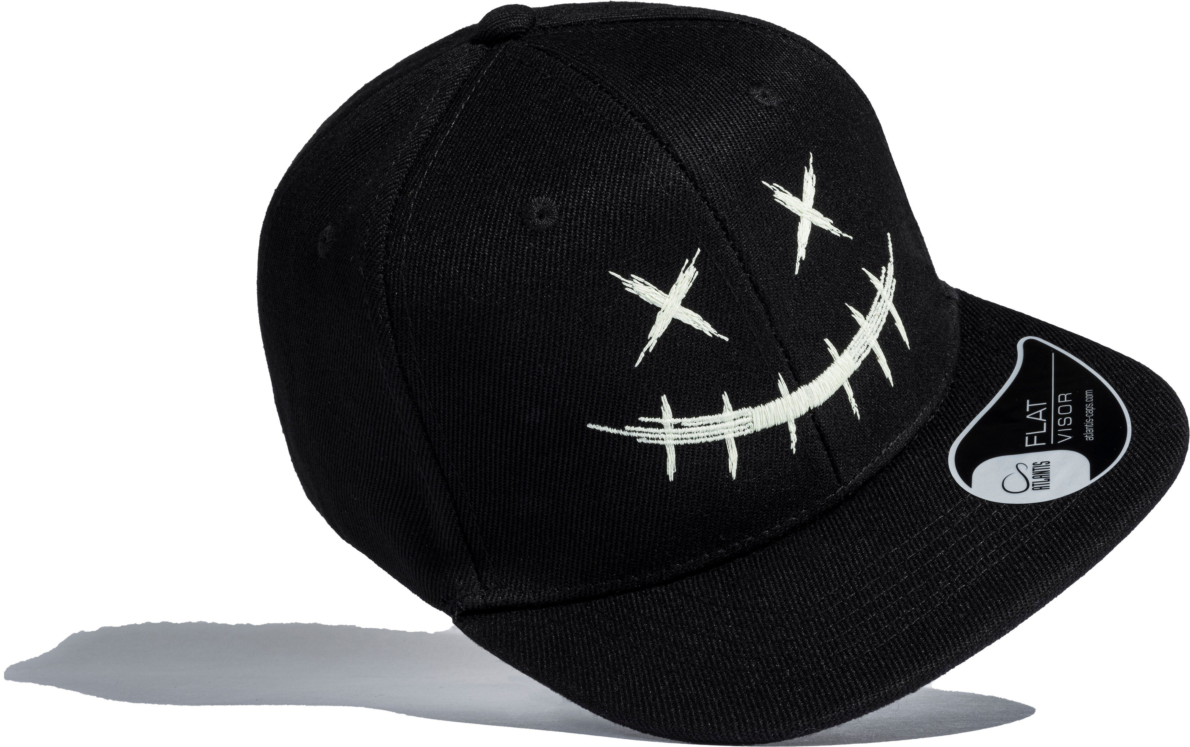 Baddery Snapback Cap Kinder Cap "Scary Smile - Glow in the Dark" für Jungs und Mädchen, Stick, One Size Einheitsgröße, Snapback-Verschluss