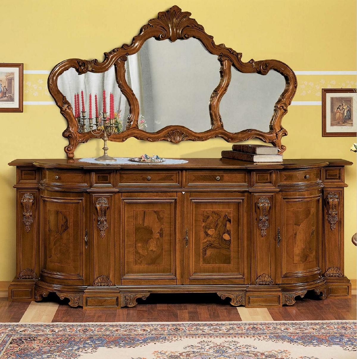Xlmoebel Anrichte Schrank Выдвижные ящики Holz Spiegel Konsole Комоды Sideboard Anrichte (2tlg Wohnzimmer Set(Kommode+Spiegel), Hergestellt in Europa