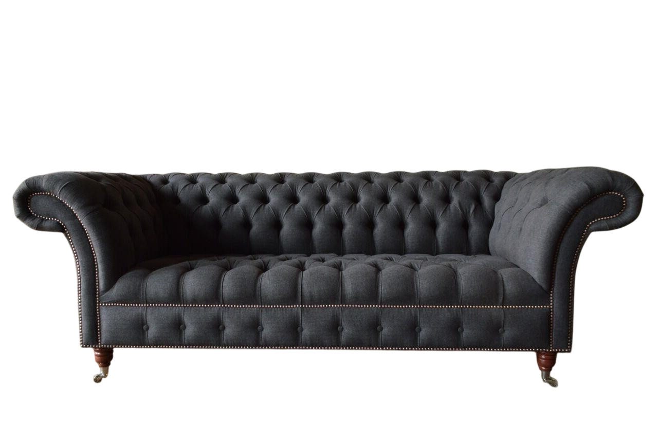 Xlmoebel Chesterfield-Sofa Neu Chesterfield Original Sofa in Grauem Stoff von XLMoebel - Textil, 1 Teile, Hergestellt in Europa