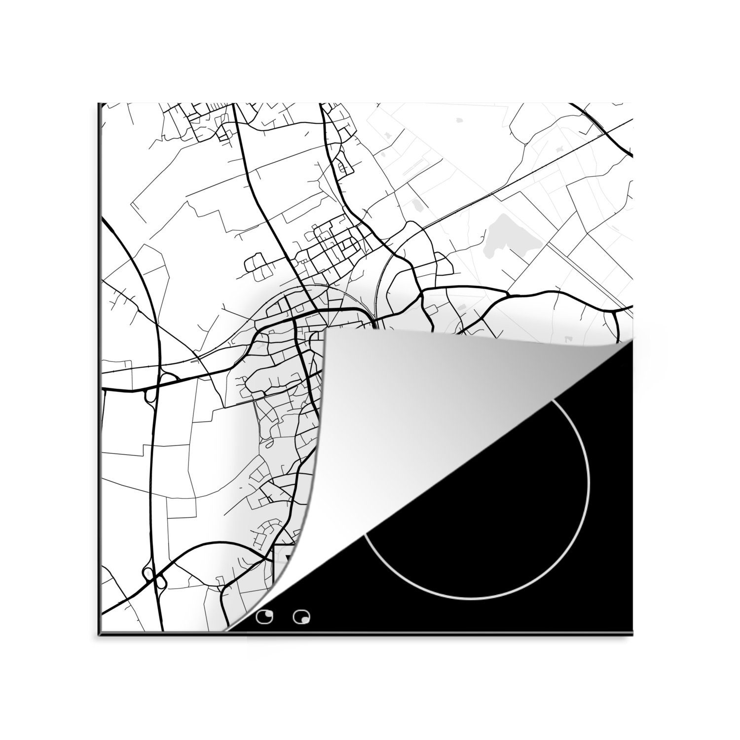 MuchoWow Herdblende-/Abdeckplatte Viersen - Karte - Stadtplan, Vinyl, (1 tlg), 78x78 cm, Ceranfeldabdeckung, Arbeitsplatte für küche