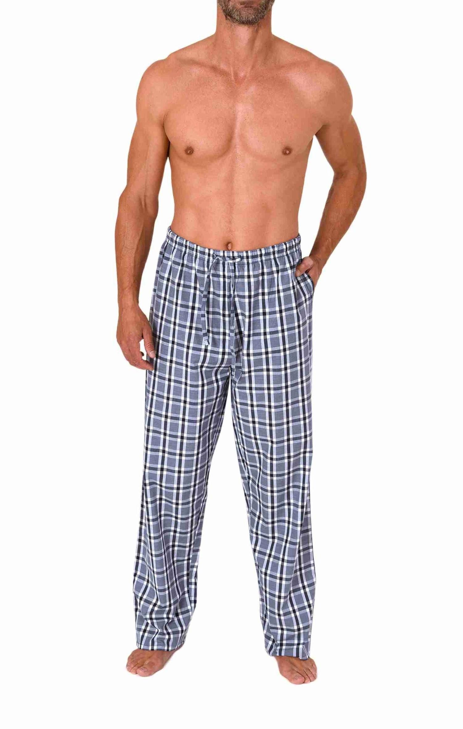 Normann Pyjama Herren Schlafanzug Hose lang kariert aus Baumwolle – Bild 4 von 4