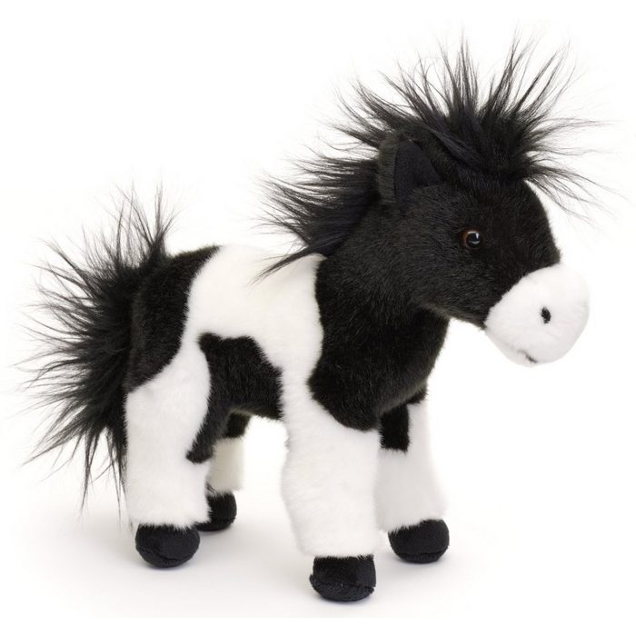 Uni-Toys Kuscheltier Pferd schwarz-weiß stehend - 23 cm (Höhe) - Plüsch-Pferd Plüschtier zu 100 % recyceltes Füllmaterial AR12018