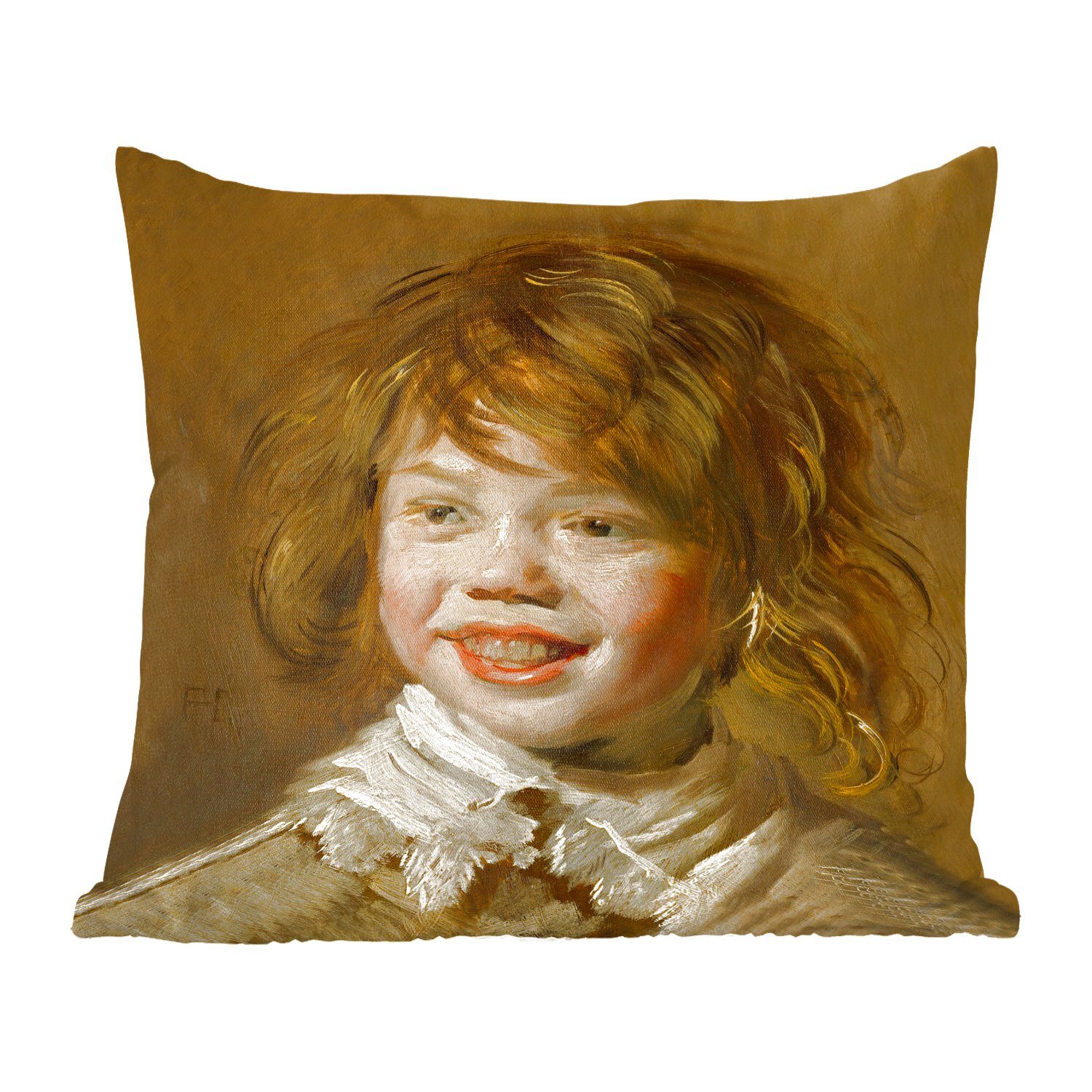 MuchoWow Dekokissen Lachender Junge - Gemälde von Frans Hals, Zierkissen mit Füllung für Wohzimmer, Schlafzimmer, Deko, Sofakissen