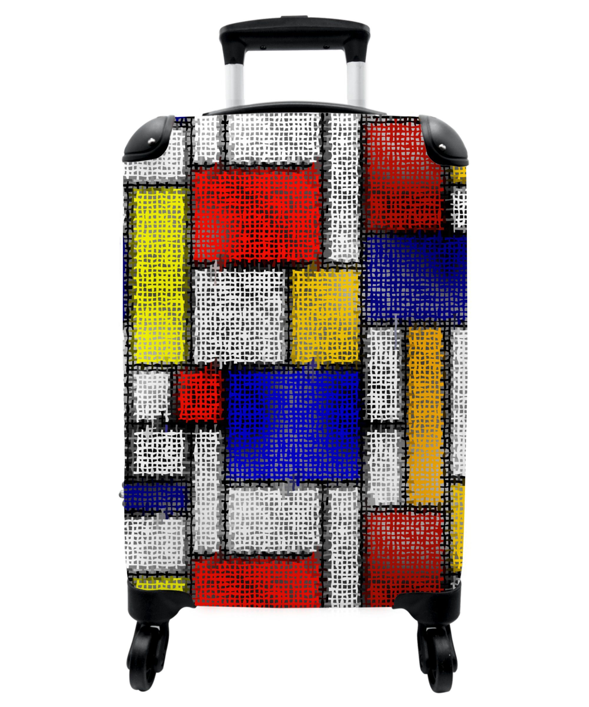 NoBoringSuitcases.com© Handgepäckkoffer 55x35x20cm Muster - Kunst - Mondrian - abstrakt, 4 Rollen, Handgepäck Trolley Rollkoffer Kleine Reisekoffer mit 4 Rollen - Cabin