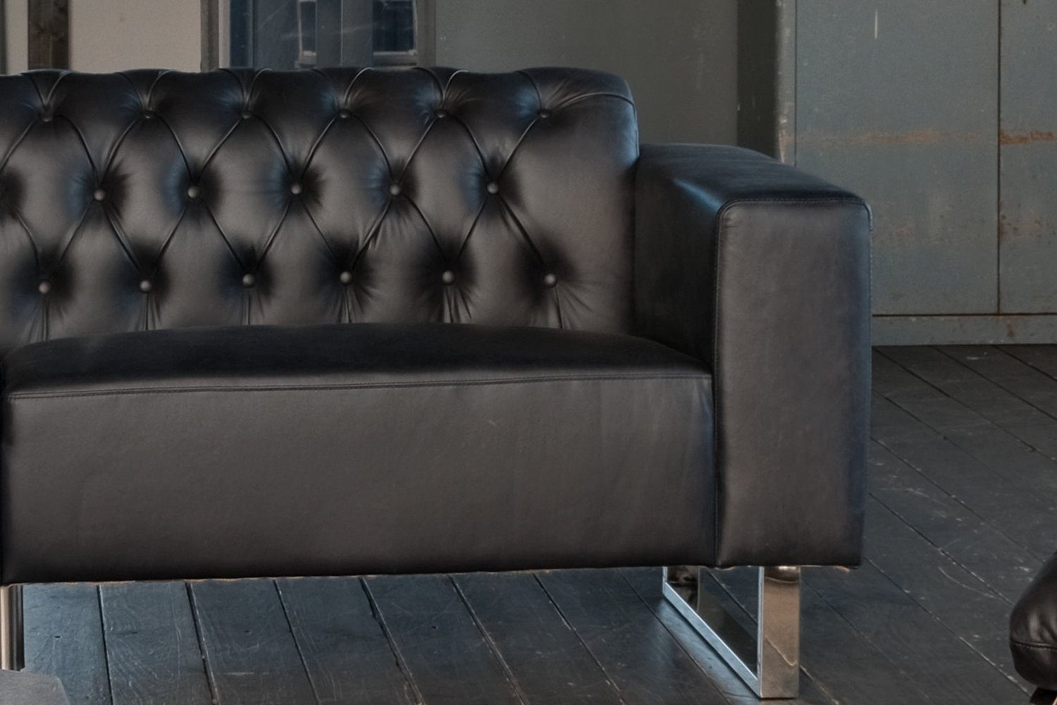 Sofa 3-Sitzer schwarz Ledersofa NILO, versch. Farben Leder KAWOLA